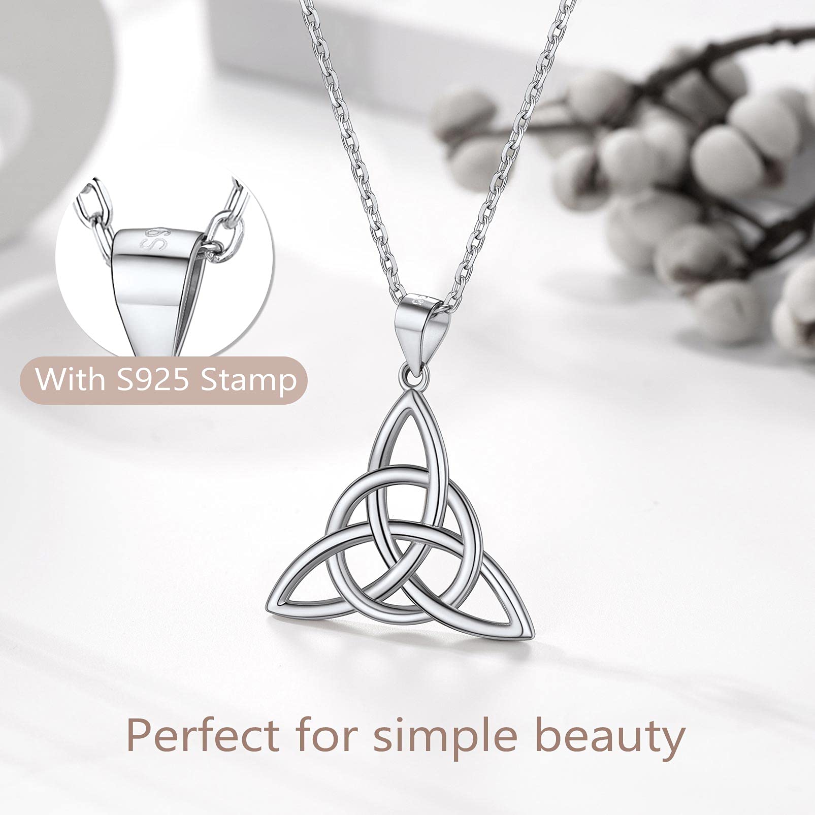 Celtic Love Knot Necklace for Women - 925 Sterling Silver Irish Jewelry, Adjustable 18-20
