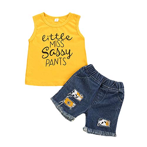Little Sassy Pants Jean Shorts Outfit Yellow