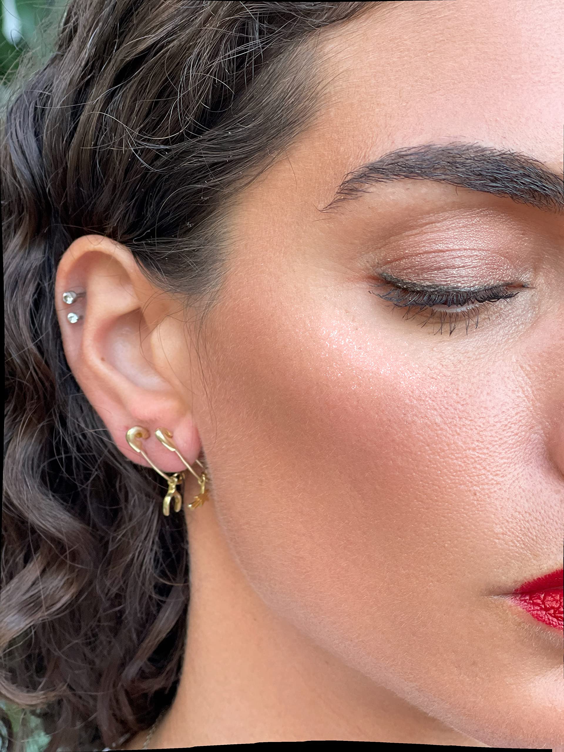 Monte Christo Safety Pin Charm Earring - Sterling Silver Single Hoop Earring for Women | Unique Jewelry Gift | Made in USA | Perfect for Casual Wear, Parties & Gifting