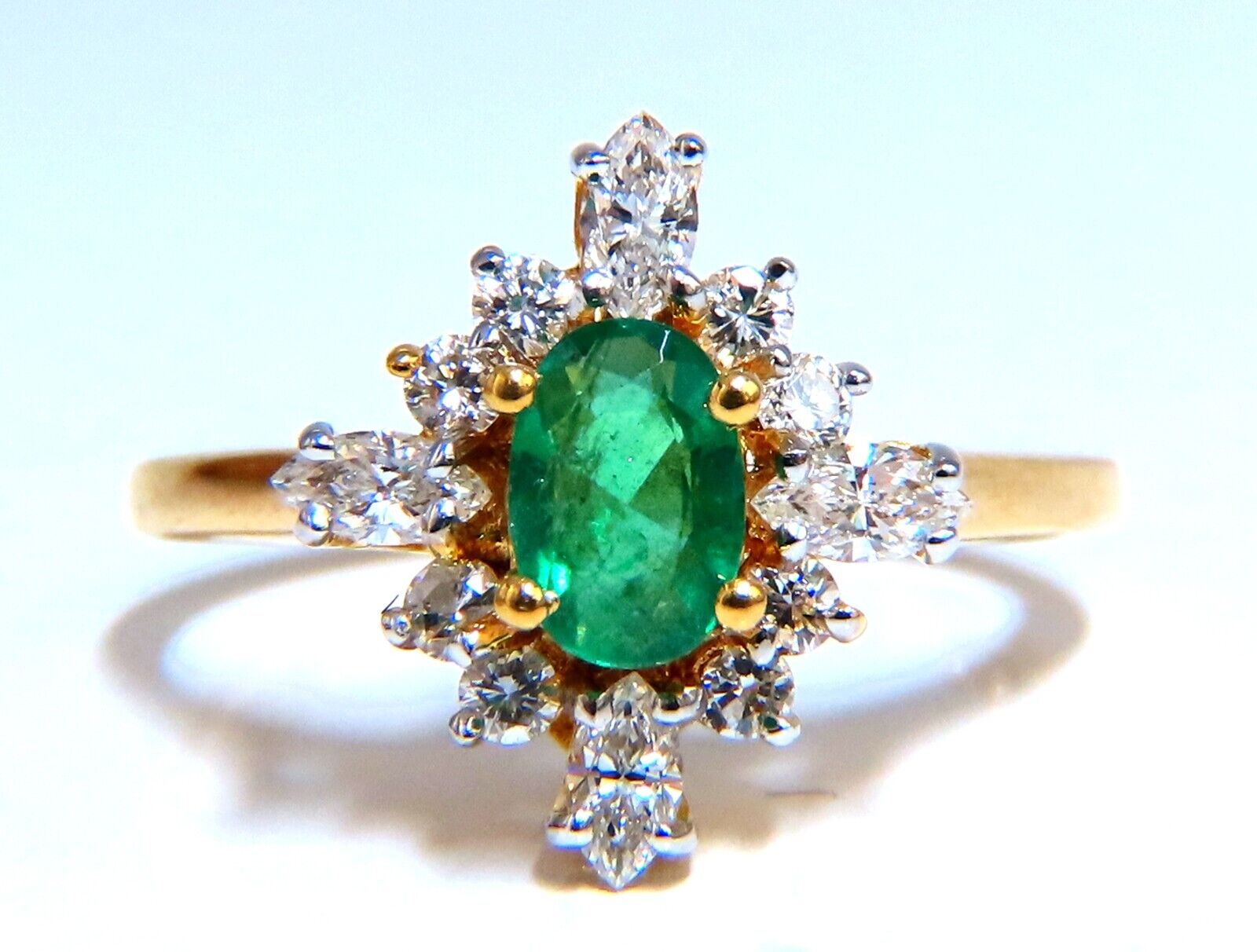 14kt Gold Emerald and Diamond Vintage Edwardian Deco Ring - 1.20ct Elegant Jewelry for Women, Perfect for Weddings, Anniversaries & Special Occasions