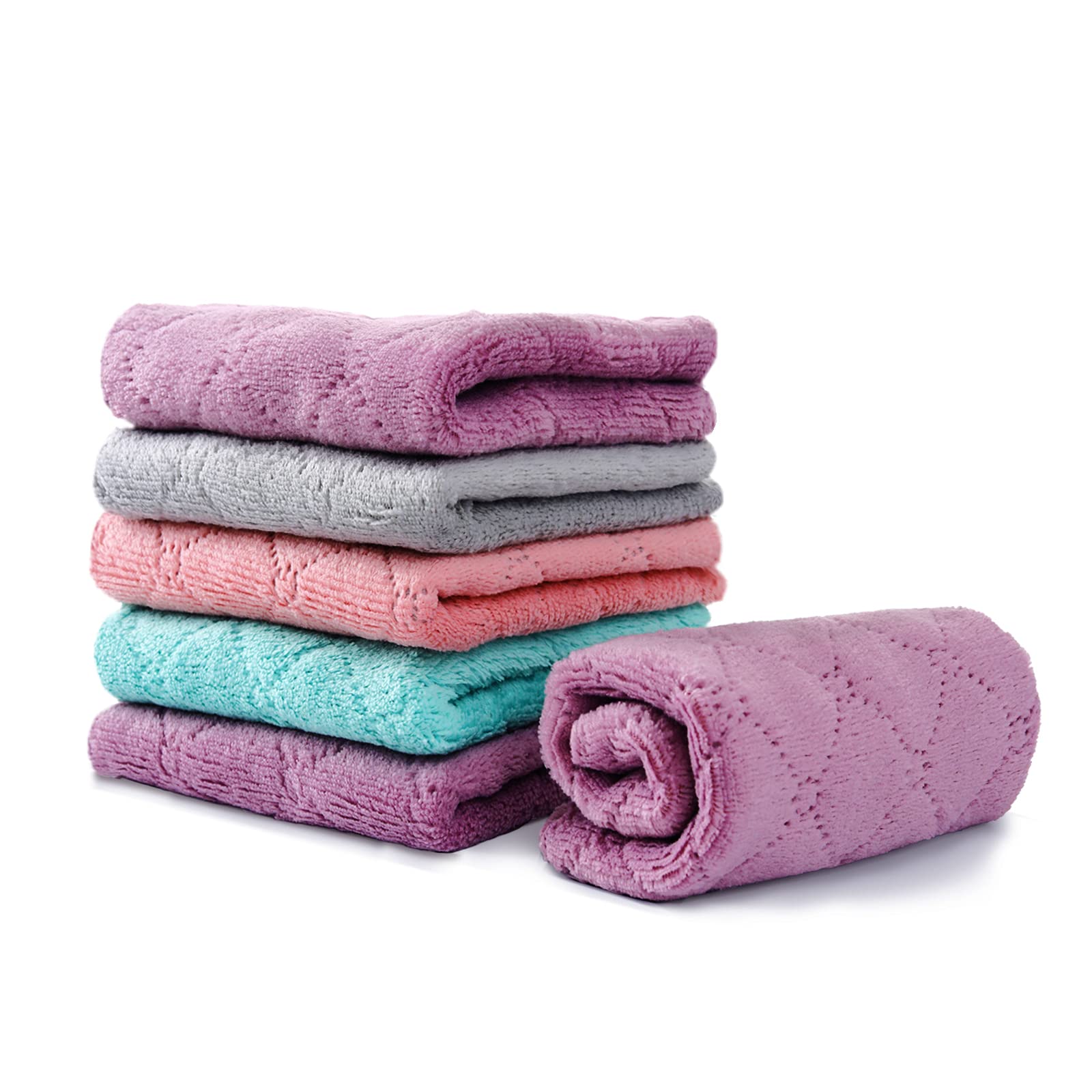 Loophee Microfiber Cleaning Cloths - 6 Pack Super Soft Absorbent Dish Towels (10