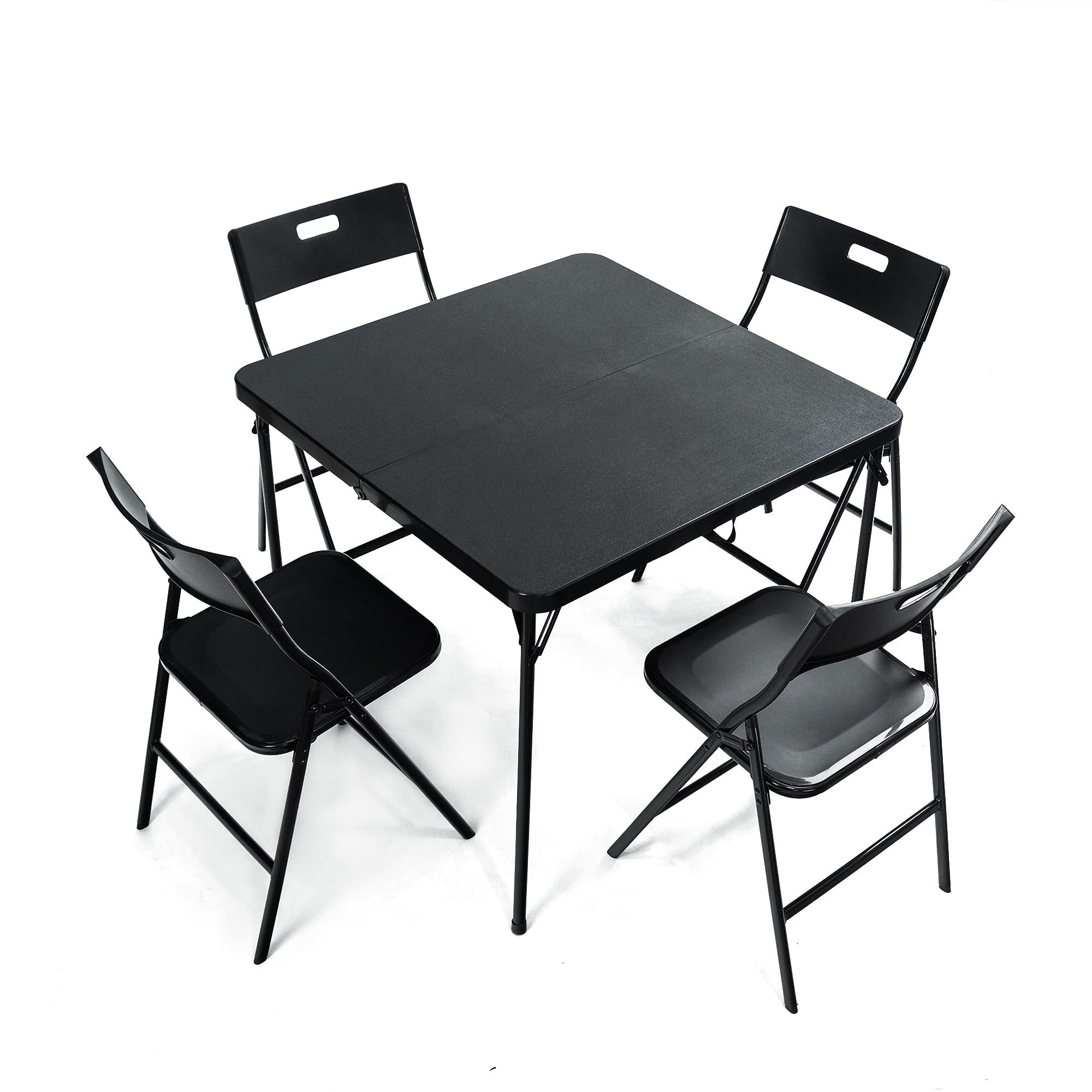 YOZUMD 5-Piece Folding Table and Chairs Set - Lightweight, Space-Saving Outdoor Furniture with Excellent Stability for Backyard, Garden, Patio, Balcony, Lawn or Porch - Perfect for Picnics, BBQs and Outdoor Dining (Black)