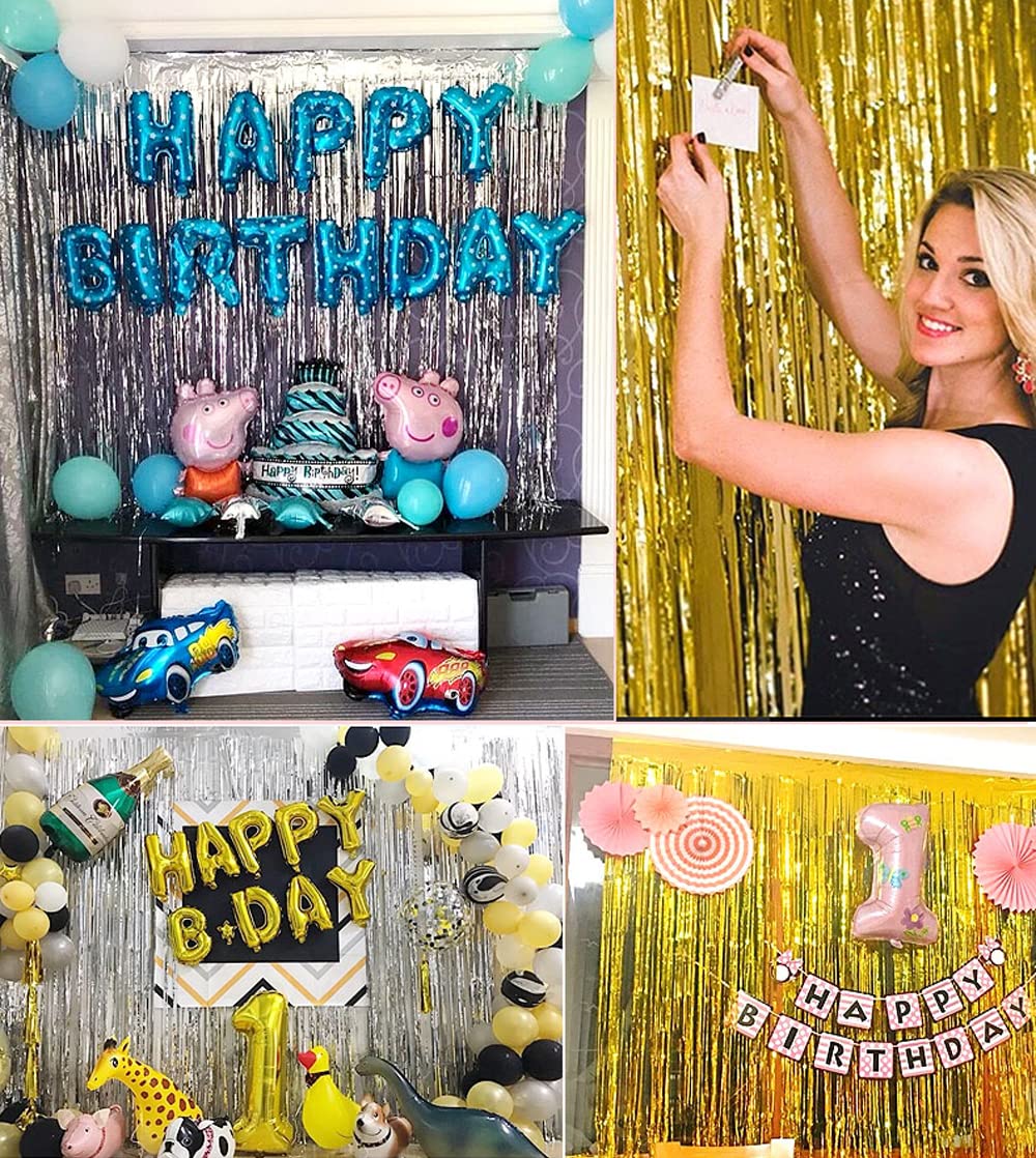 3 Pack Pink Fringe Streamers Backdrop Curtains - 3.3 x 6.6 Feet Tinsel Party Decor for Birthday, Disco, Wedding & Baby Shower - Glamorous Photo Booth & Event Decoration