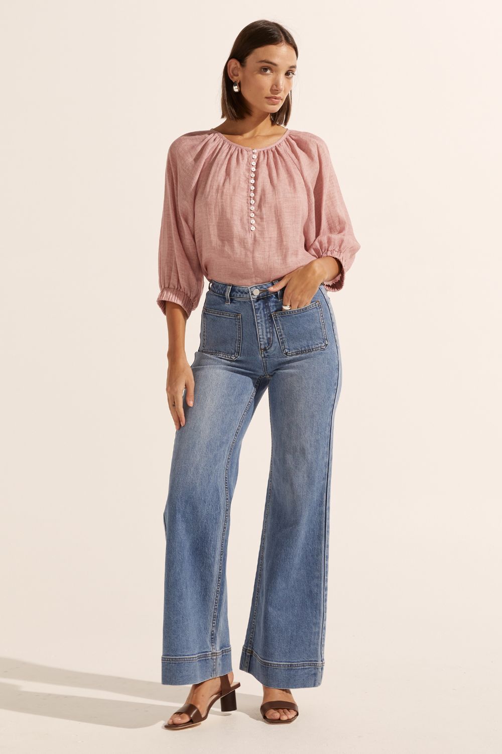 Imbue Petal Front Button Relaxed Top - Comfortable Women's Blouse for Casual Wear, Office & Outings