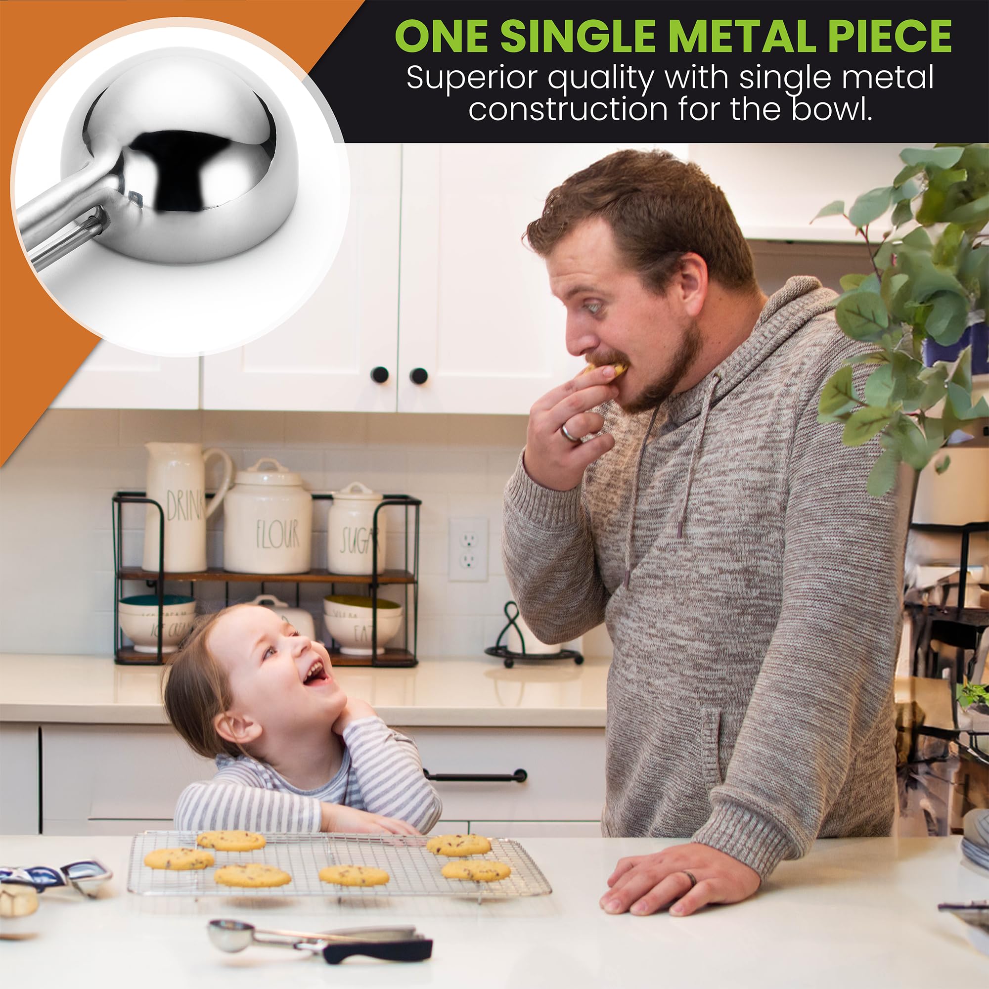 Spring Chef Medium #40 Stainless Steel Cookie Scoop - 1.7 Tbsp Baking Scooper with Trigger Release for Perfect Cookies, Cupcakes & Melon Balls | Dishwasher Safe Kitchen Tool for Home Bakers & Professional Chefs