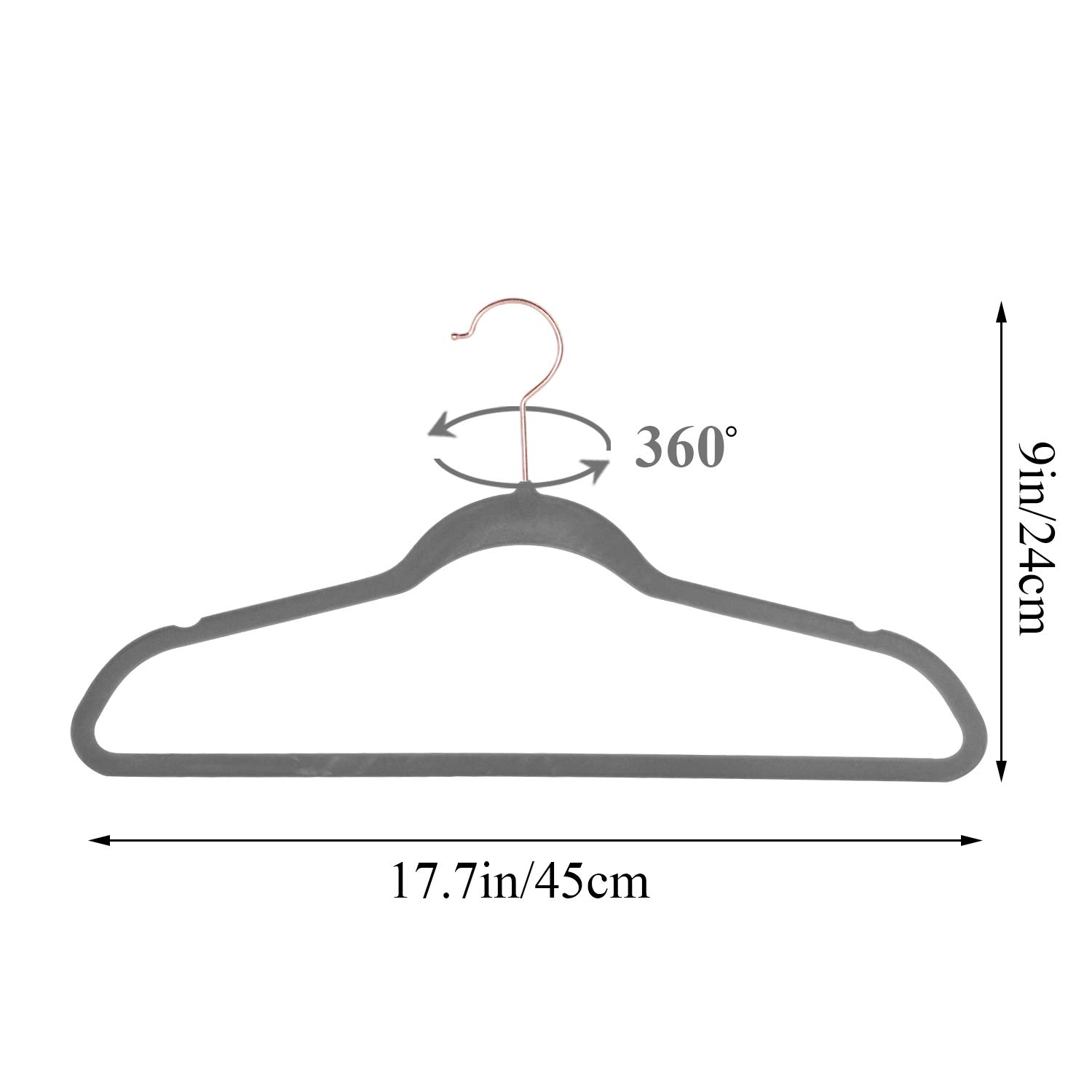 Premium Velvet Clothes Hangers 30 Pack - Heavy Duty Non-Slip Suit Hangers with 6 Finger Clips & Tie Rack - Space Saving Velvet Hangers for Men & Women Wardrobe Organization - Perfect for Closets, Travel & Laundry Rooms (Gray)