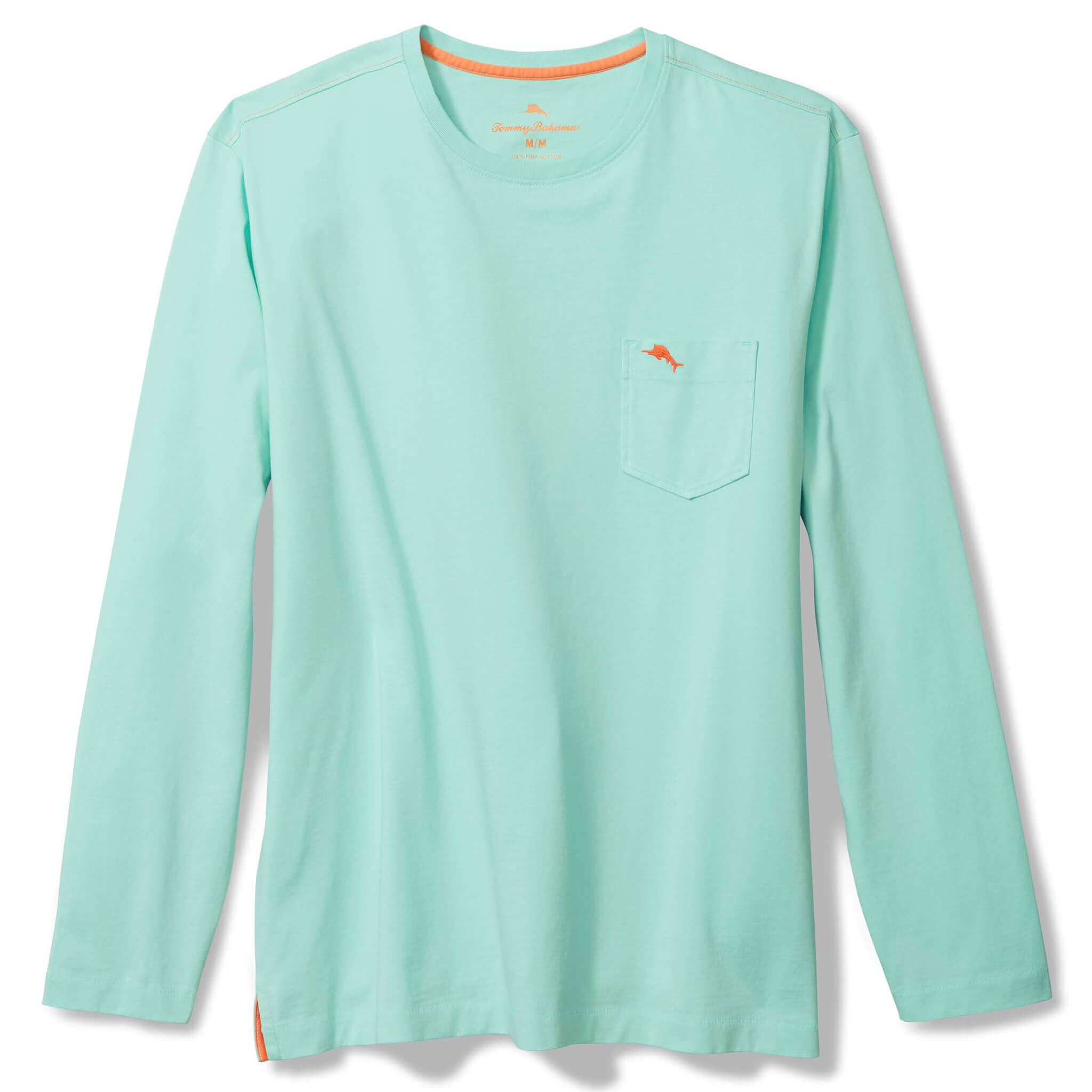 Tommy Bahama Men's Bali Skyline Long Sleeve T-Shirt - Aquarius Blue | Comfortable Casual Wear for Beach, Travel & Outdoor Activities