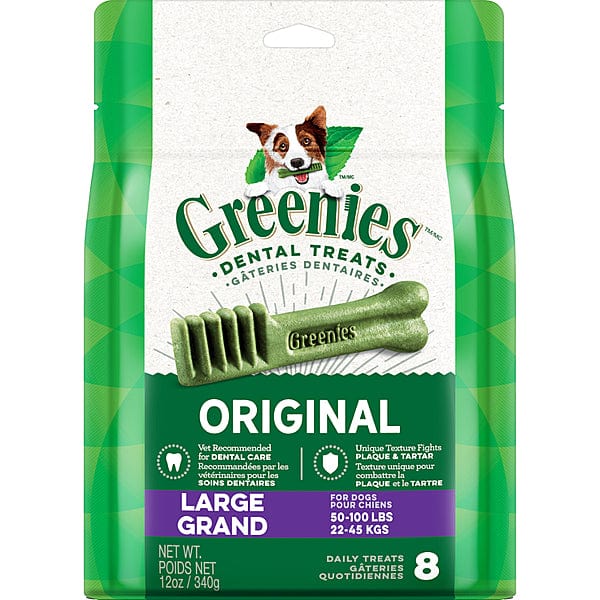 Greenies Original Large Dog Dental Treats for Fresh Breath & Tartar Control - Healthy Teeth Chews for Large Breed Dogs - Vet Recommended Dental Care for Dogs at Home