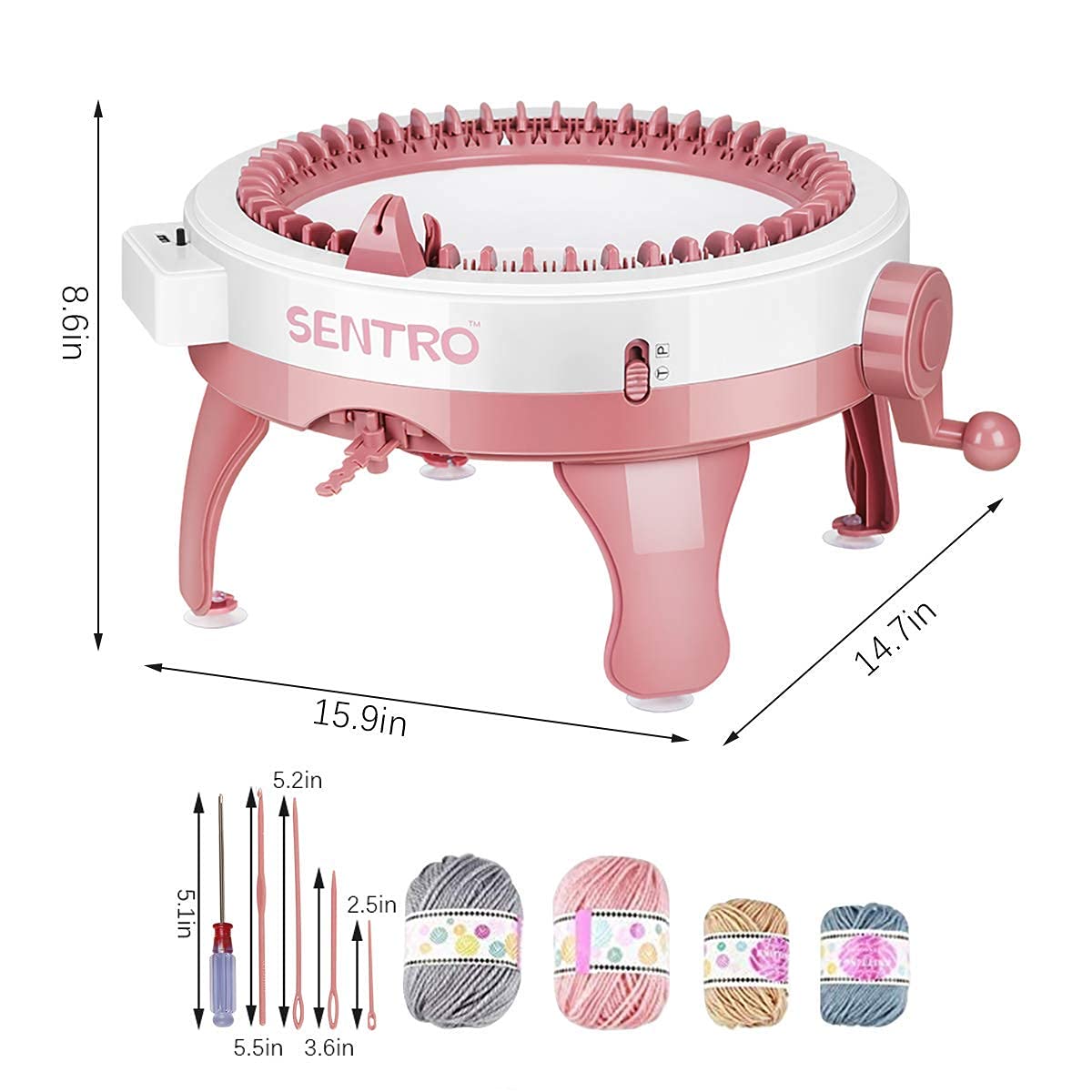 48 Needle Smart Knitting Loom Machine with Row Counter - Rotating Double Knit Loom Kit for Adults & Kids (Includes Wool Yarn) - Perfect for DIY Scarves, Hats & Home Crafts
