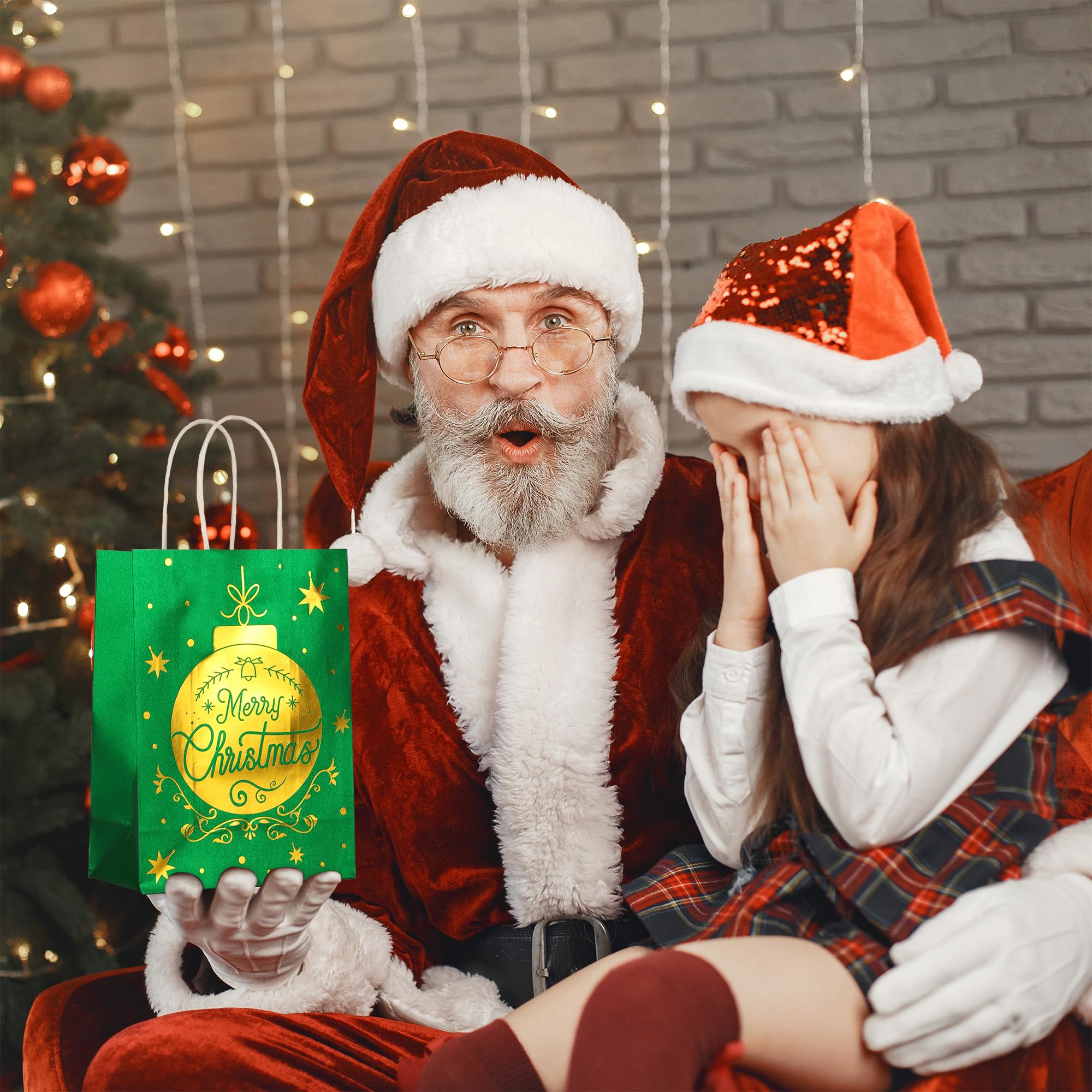 16Pcs Christmas Gift Bags with Tissue Paper - 8.6