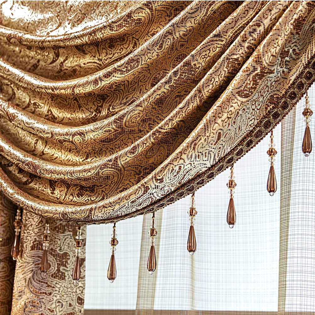 Luxury ELKCA European Valance Curtains - Rod Pocket Window Treatment for Living Room & Bedroom (79