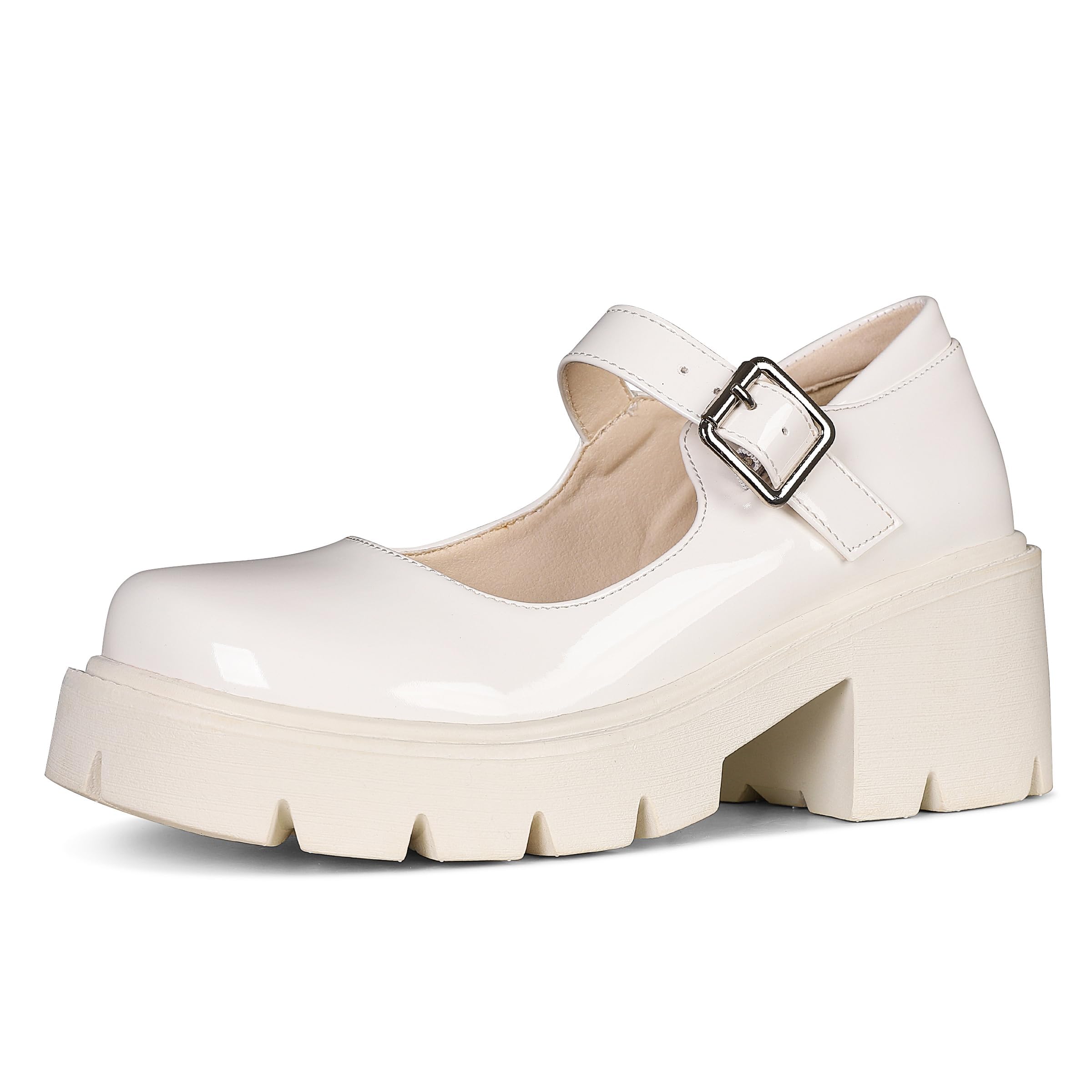 **AOSPHIRAYLIAN Women's Mary Jane Shoes - Round Toe Platform Pumps with Ankle Strap & Chunky Heel - Pink Dress Shoes for Work, Uniform, Office & Formal Occasions**