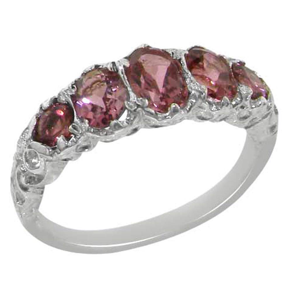925 Sterling Silver Genuine Pink Tourmaline Women's Ring - Elegant Stackable Band for Everyday Wear, Gift for Her, Anniversary & Birthday Jewelry