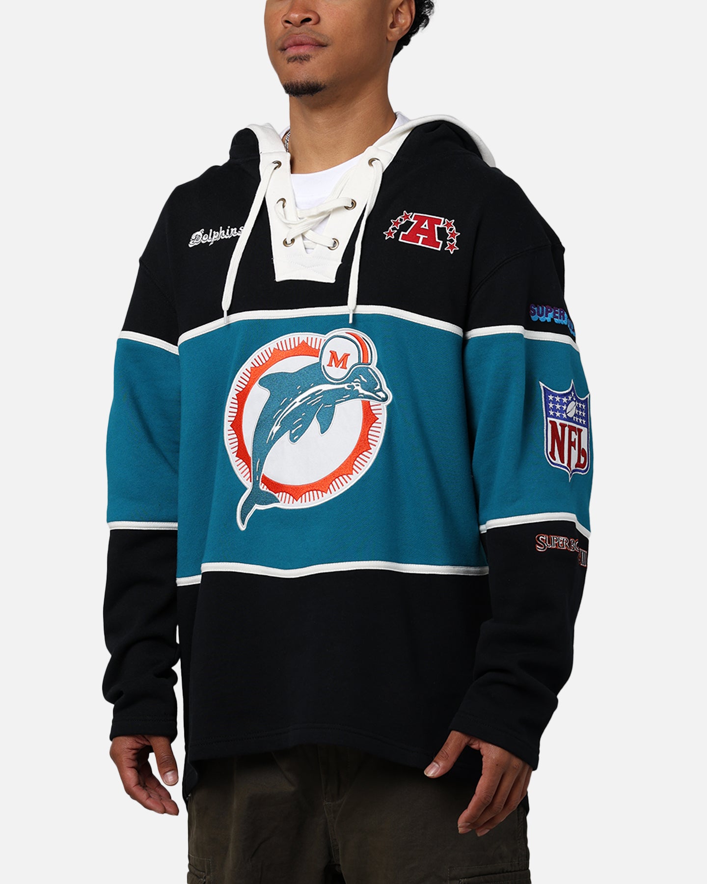 47 Brand Miami Dolphins Super Bowl Gridiron Lacer Hoodie - Jet Black - NFL Fan Apparel for Game Day & Casual Wear
