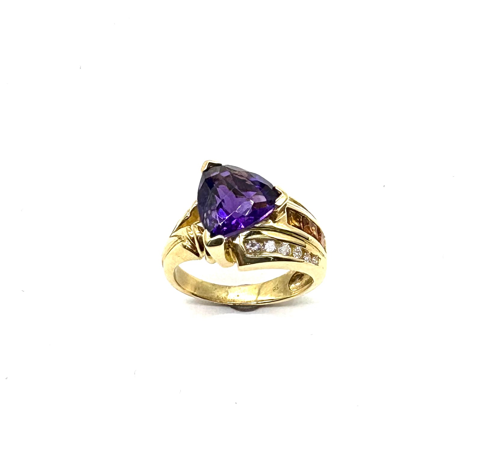18K Yellow Gold Amethyst Bypass Ring for Women | Elegant Vintage Jewelry Gift for Her | Perfect for Anniversaries, Birthdays & Special Occasions