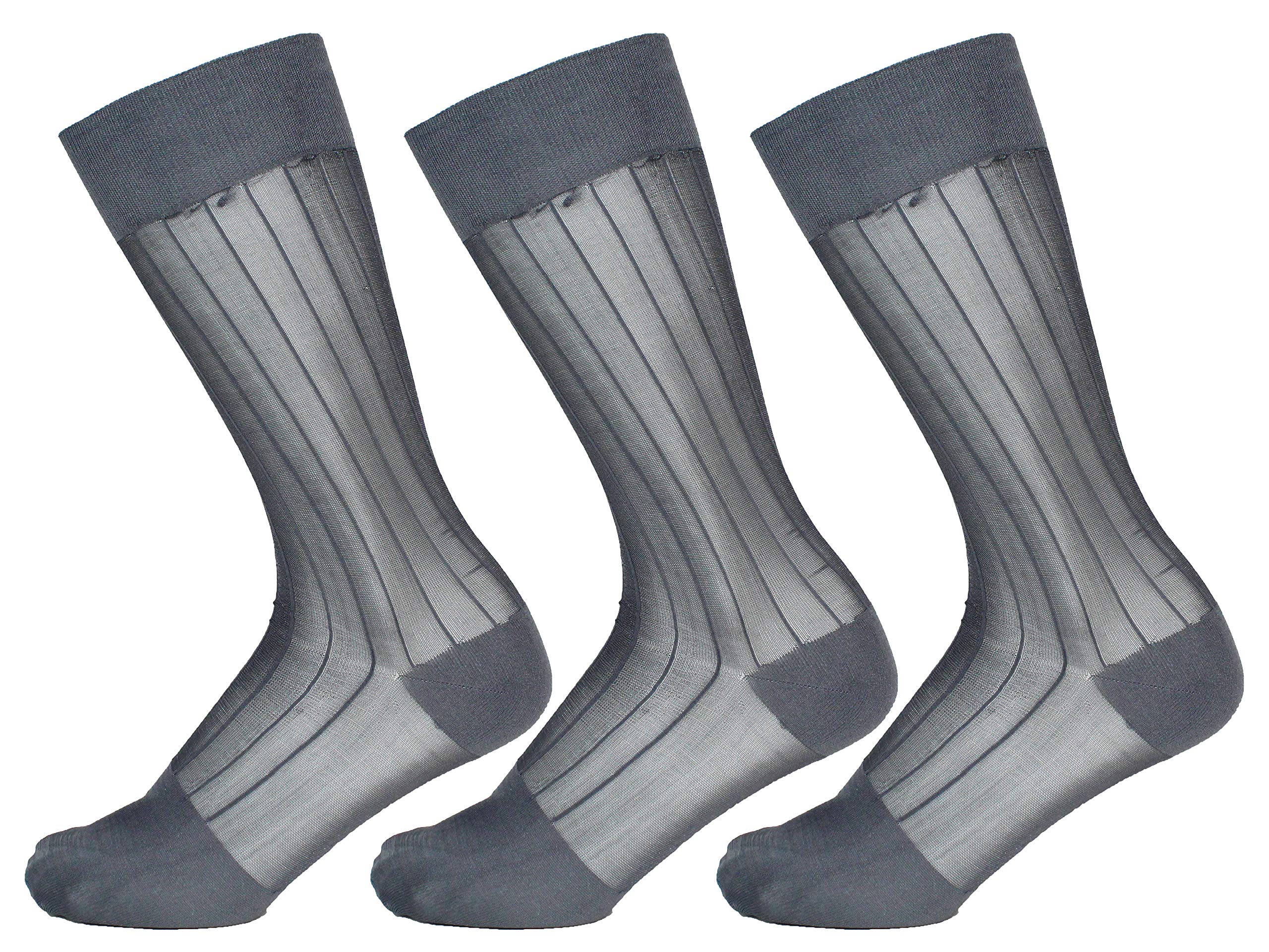 3-Pack Men's Sheer Nylon Dress Socks - Comfortable & Breathable Formal Socks for Business, Office & Wedding Attire
