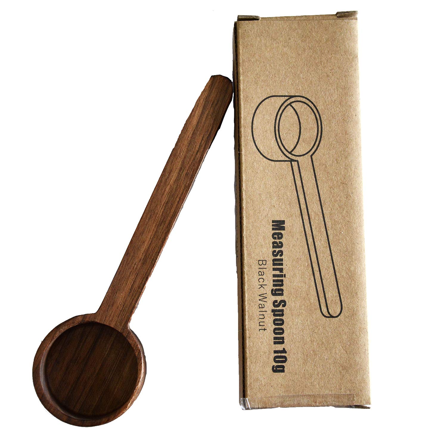Premium Black Walnut Long Handle Coffee Scoop - 10g/2 Tablespoon Measuring Spoon for Coffee Beans & Loose Leaf Tea | Perfect Coffee Accessory for Home Brewing, Cafes & Barista Use