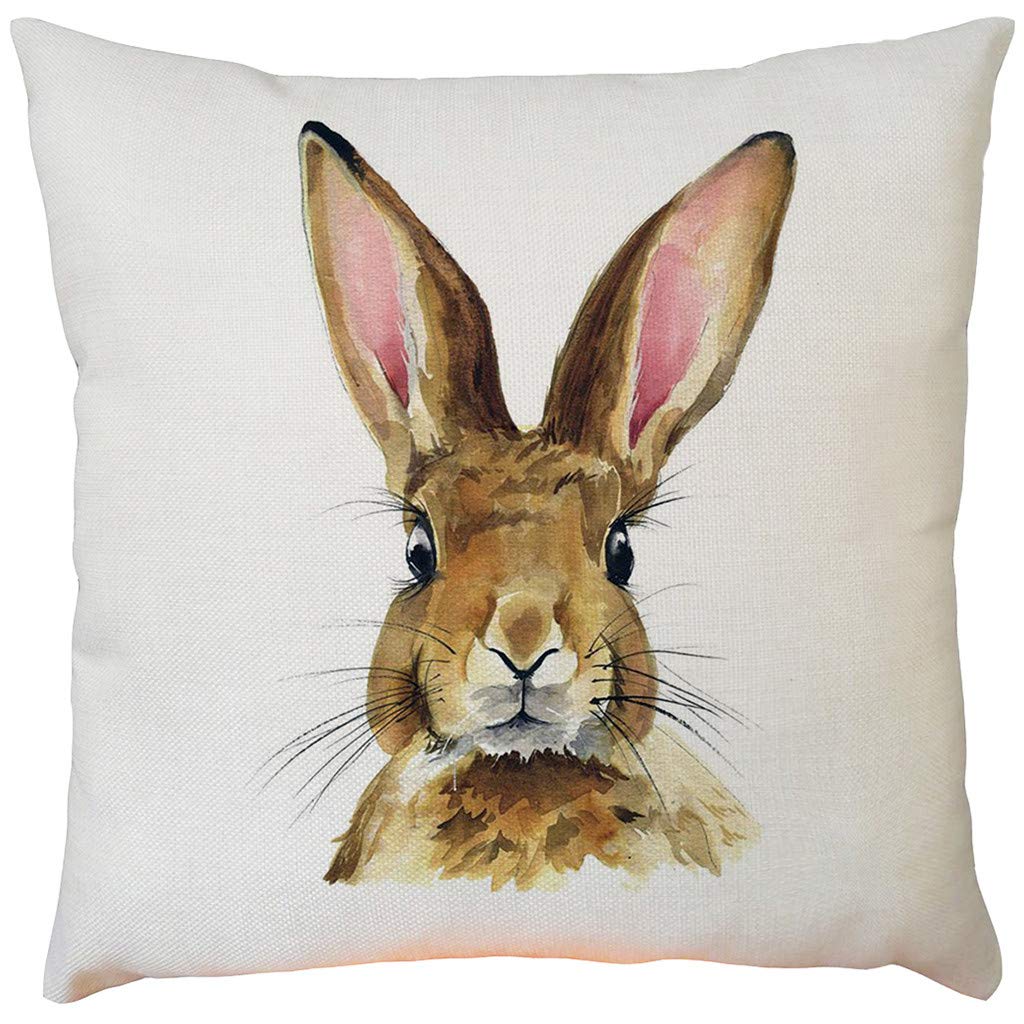 Easter Bunny Pillow Cover - Soft Decorative Cushion Case for Sofa, Bed, Home - Colorful Easter Decorations for Living Room, Bedroom, Party & Holiday Festivities