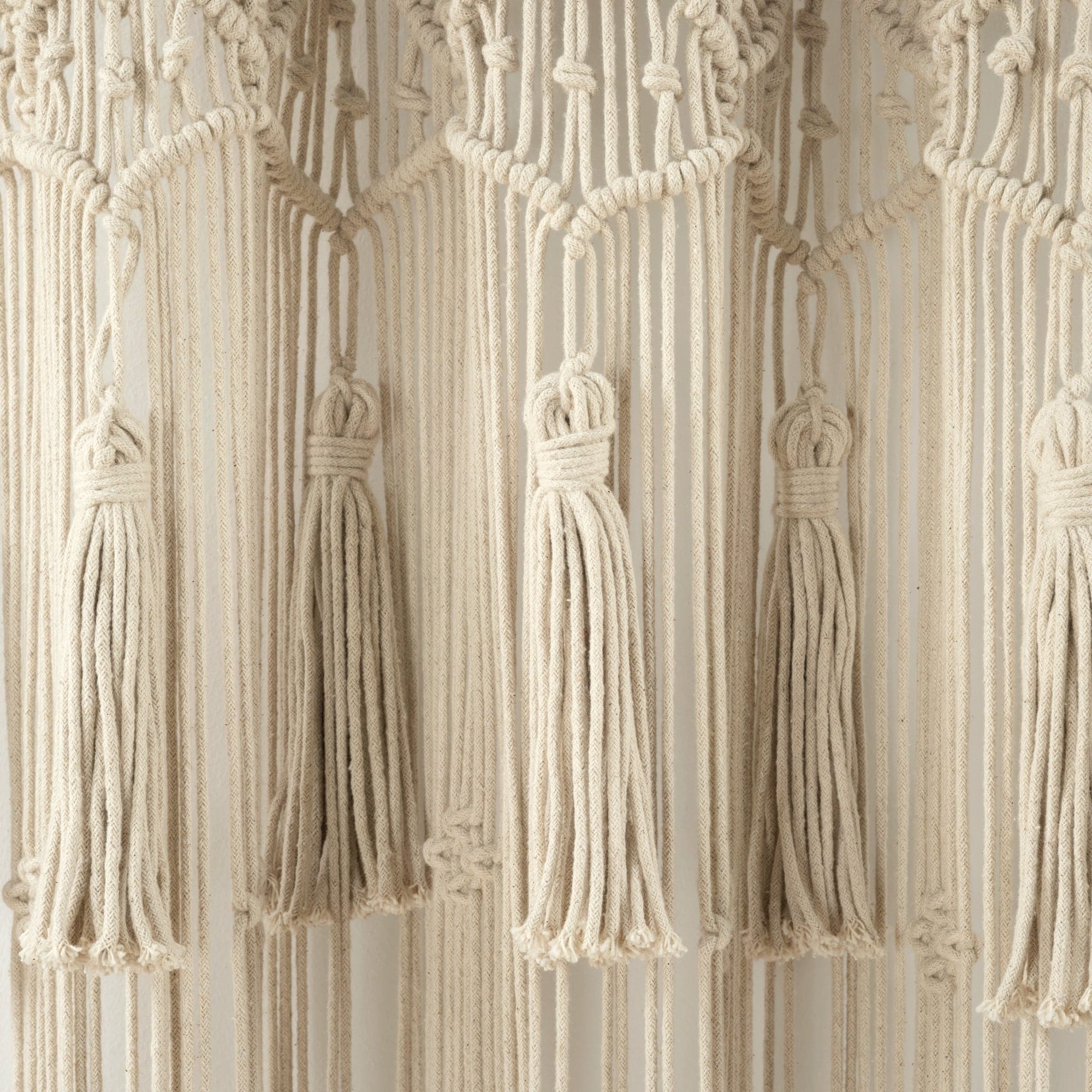 Boho Macrame Tassel Cotton Window Curtains for Living Room, Bedroom - Handmade Bohemian Sheer Drapes with Tassel Trim - Perfect for Home Decor, Nursery & Cozy Spaces