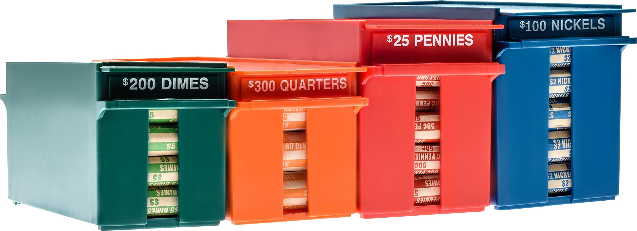 Lockable Coin Storage Box with Color-Coded Organizing Trays | High Capacity Rolled Coin Organizer for Quarters, Dimes, Nickels & Pennies | Perfect for Banks, Retail Stores & Home Coin Collectors