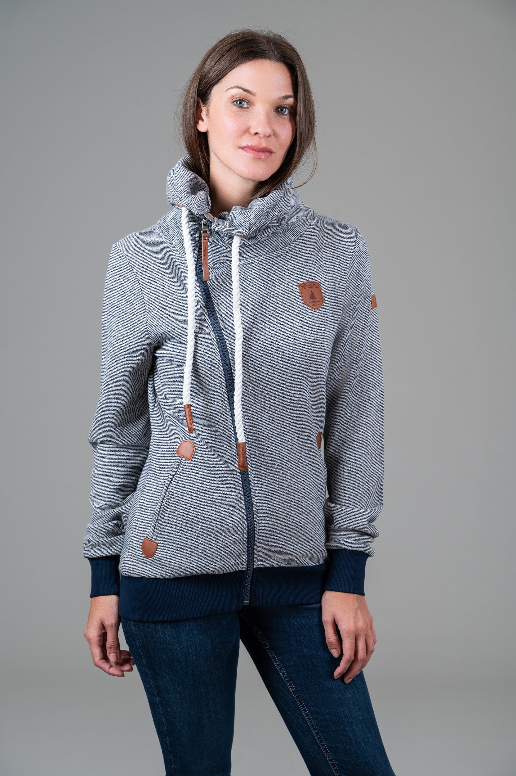 Coco Navy Microstripe Sweatshirt for Women - Soft Cotton Pullover with Stylish Stripes | Perfect for Casual Wear, Layering & Cozy Outfits