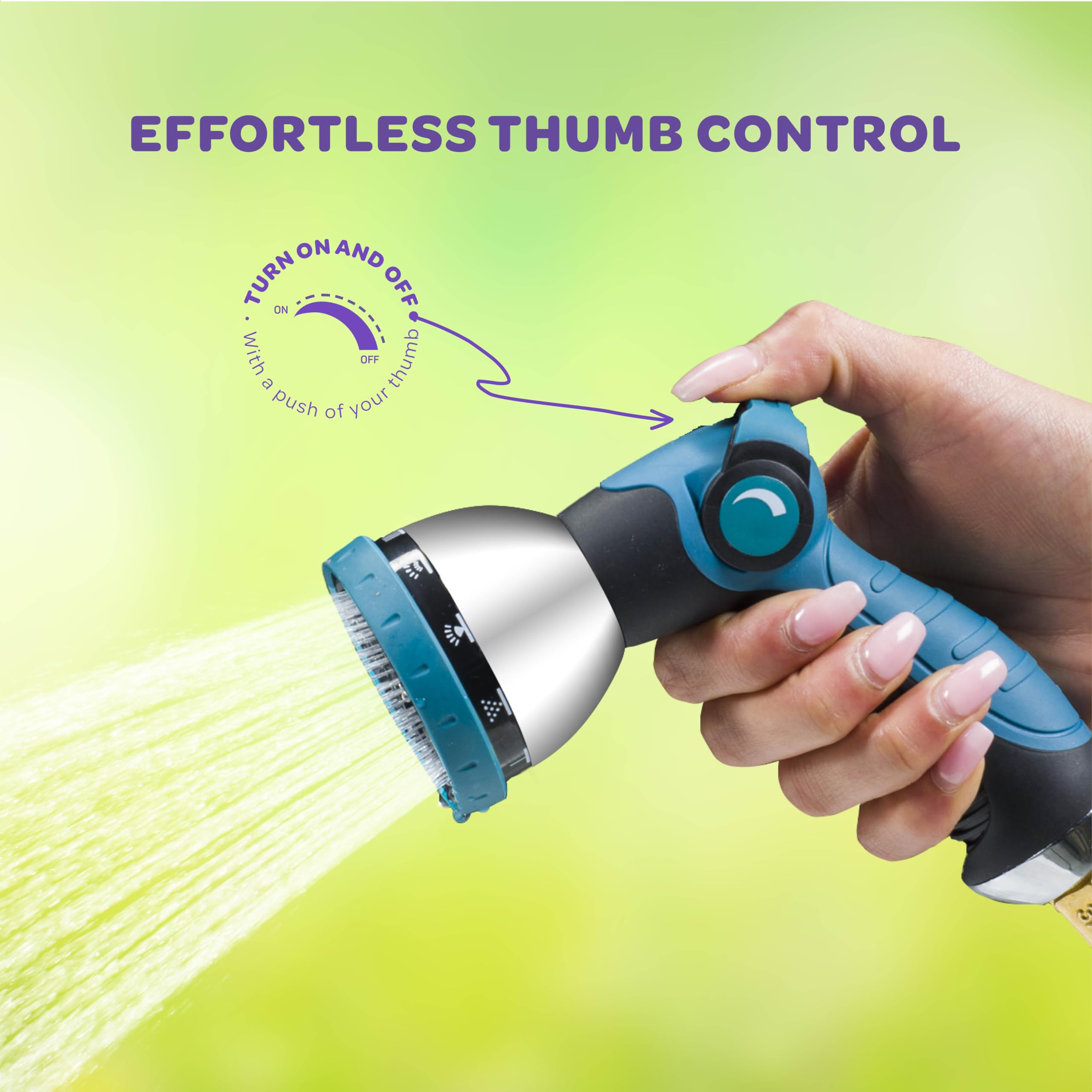 **Heavy Duty Garden Hose Nozzle [2 Pack] - 10 Adjustable Spray Patterns, Thumb Control & Ergonomic Grip - Perfect for Watering Plants, Lawns, Car Washing, and Outdoor Cleaning**