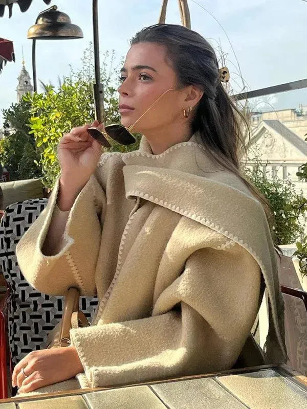 Women's Wool Shawl Coat - Warm Winter Wrap for Casual Outings & Office Wear | Soft & Stylish Outerwear for Fall & Winter Fashion