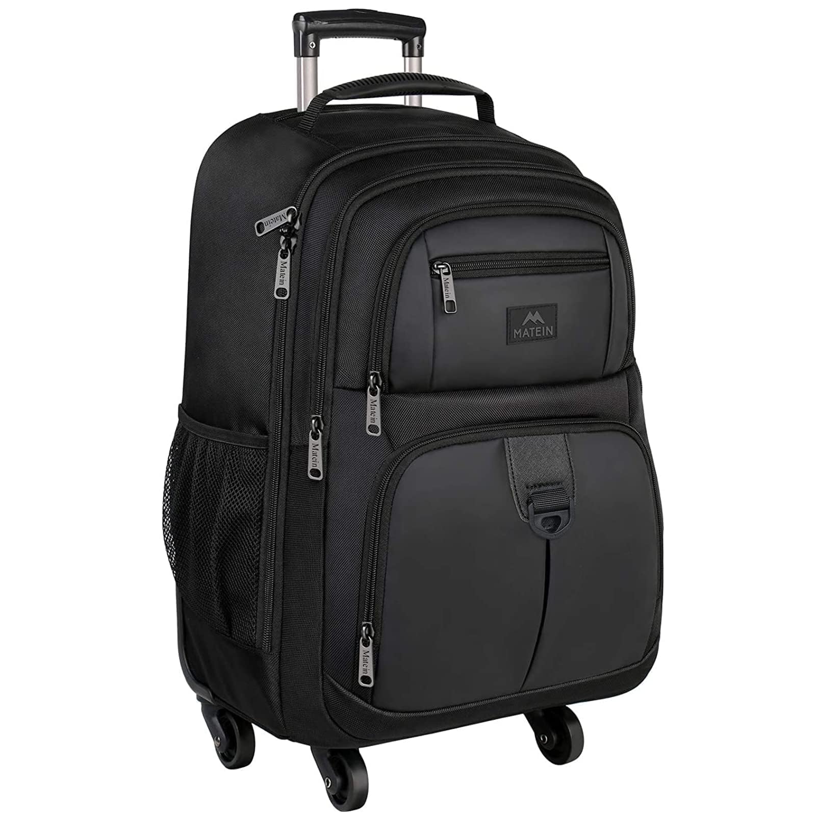 **MATEIN 18-Inch Rolling Laptop Backpack - 4-Wheel Spinner Travel Laptop Bag for Men & Women, Heavy Duty Wheeled Business Backpack for Work, Office & Air Travel - Perfect for Commuting & Business Trips (Black)**