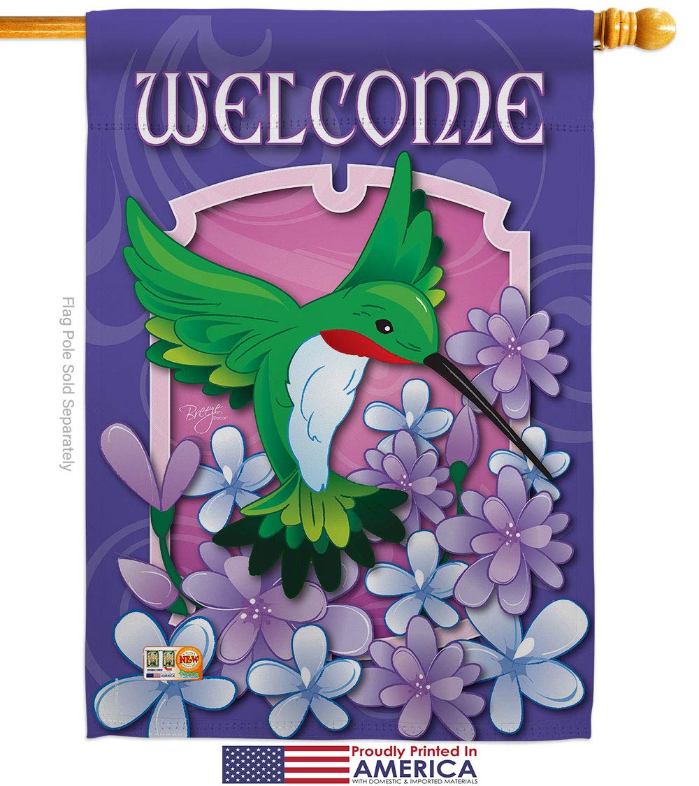 Hummingbird House Flag Set - Eagle, Flamingo, Cardinal & Peacock Wildlife Yard Banner - 28x40 Inch Spring Decor - Made in USA - Perfect for Garden, Patio & Outdoor Decoration