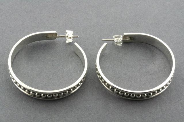 Mini Beaded Hoop Stud Earrings with Edges - Sterling Silver Jewelry for Women, Girls - Perfect for Everyday Wear, Parties & Gifts