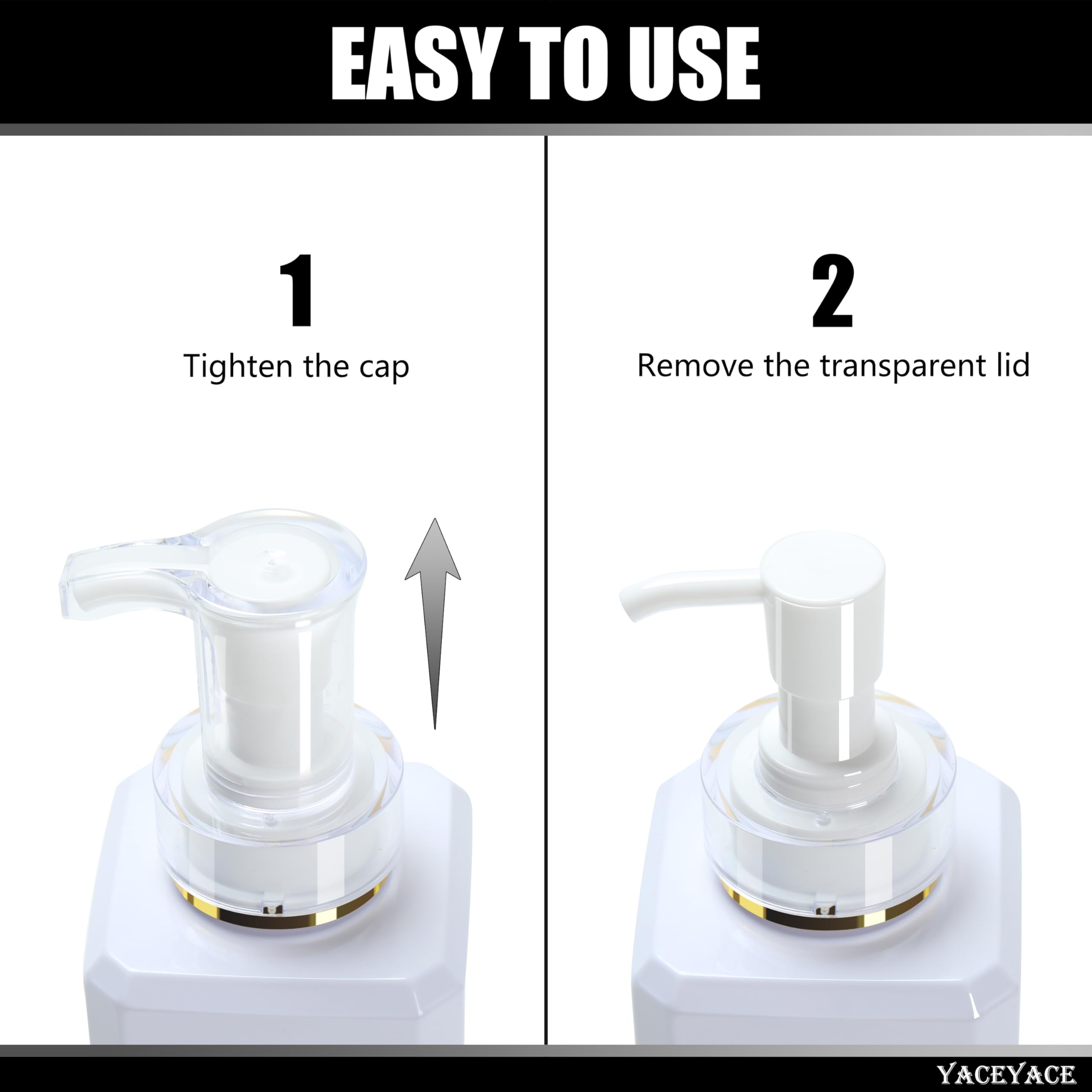 YACEYACE 16.9oz Refillable White Shampoo & Conditioner Dispenser Set of 3 - Elegant Empty Shower Bottles with Pump for Bathroom, Lotion, Soap - Perfect for Salon, Spa, Hotel & Home Bath Organization