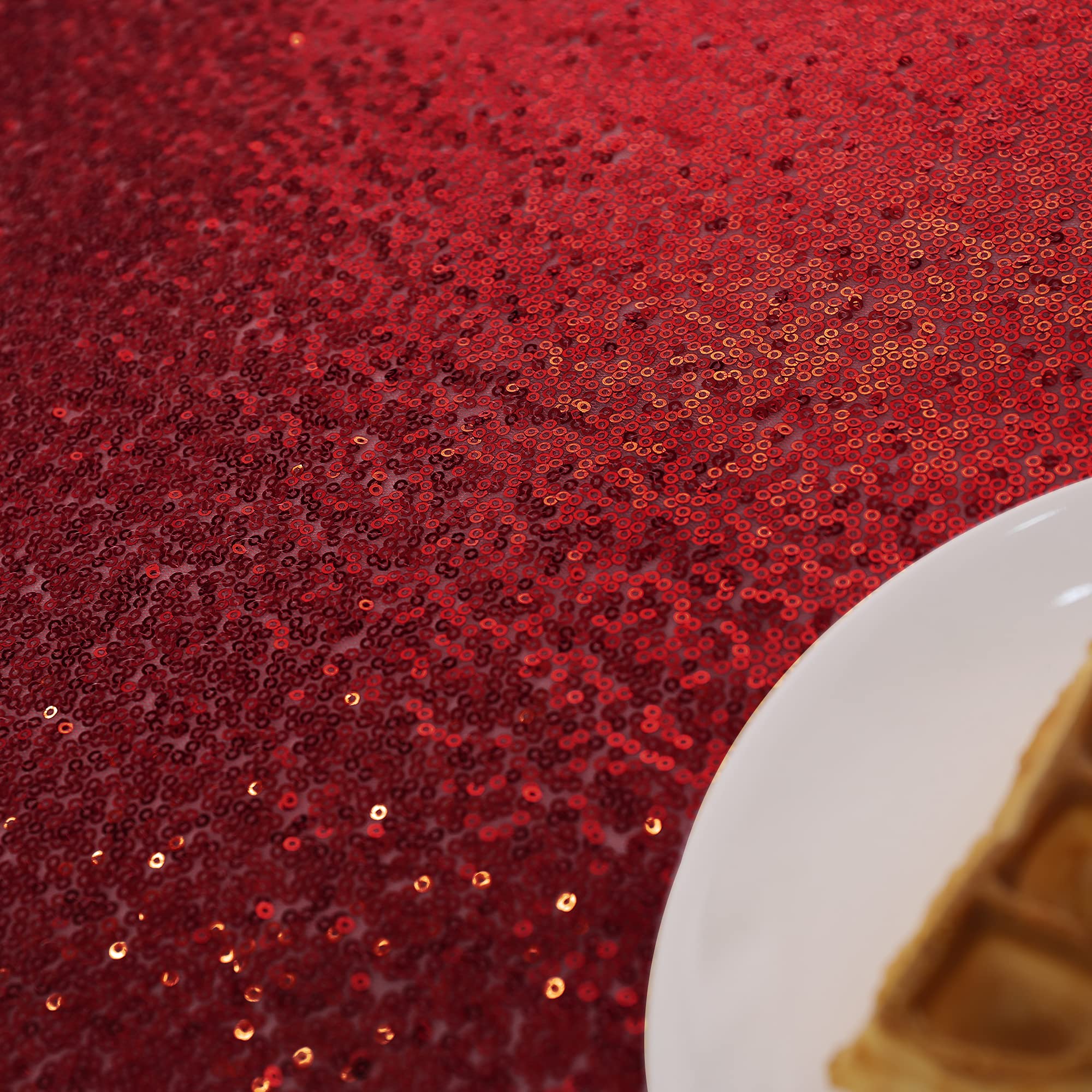 Nanbowang Red Sequin Tablecloth - Elegant Rectangular Party Table Cover for Birthday, Baby Shower & Tea Party Decor | Perfect for Wedding, Holiday & Special Event Table Settings