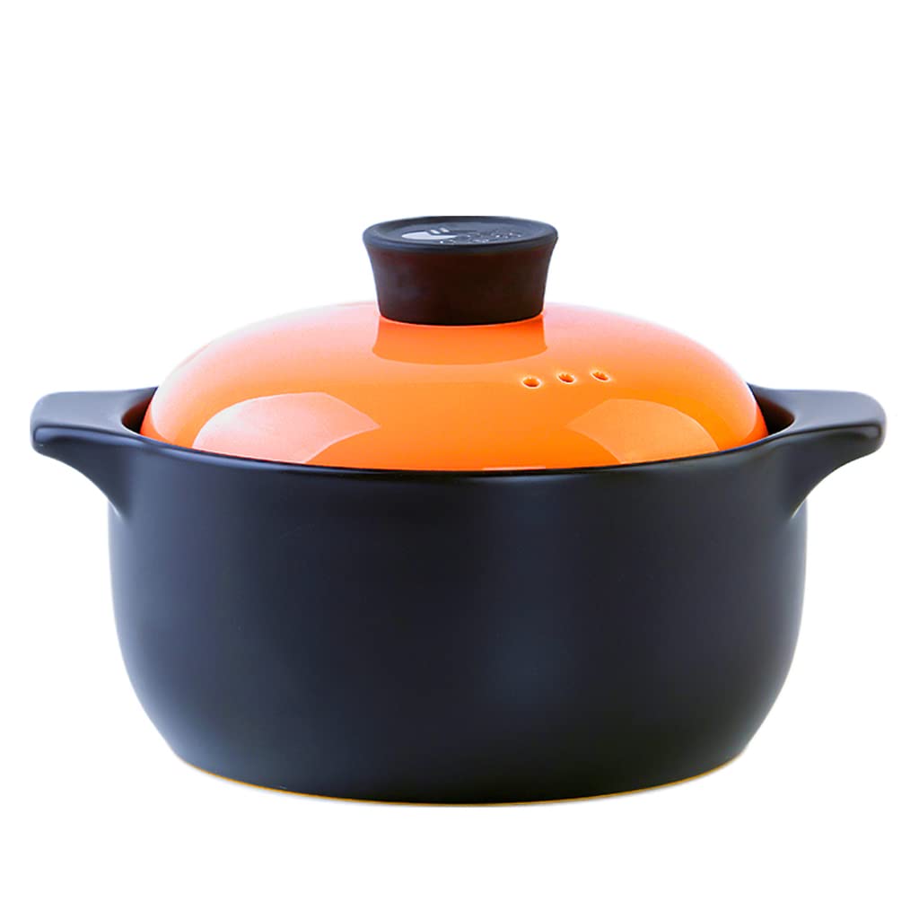Premium Ceramic Clay Cooking Pot - Gas & Stovetop Safe Earthenware Casserole with Lid - Traditional Chinese Stew Pot for Soups, Stocks & Slow Cooking - Perfect for Home Kitchens & Professional Chefs