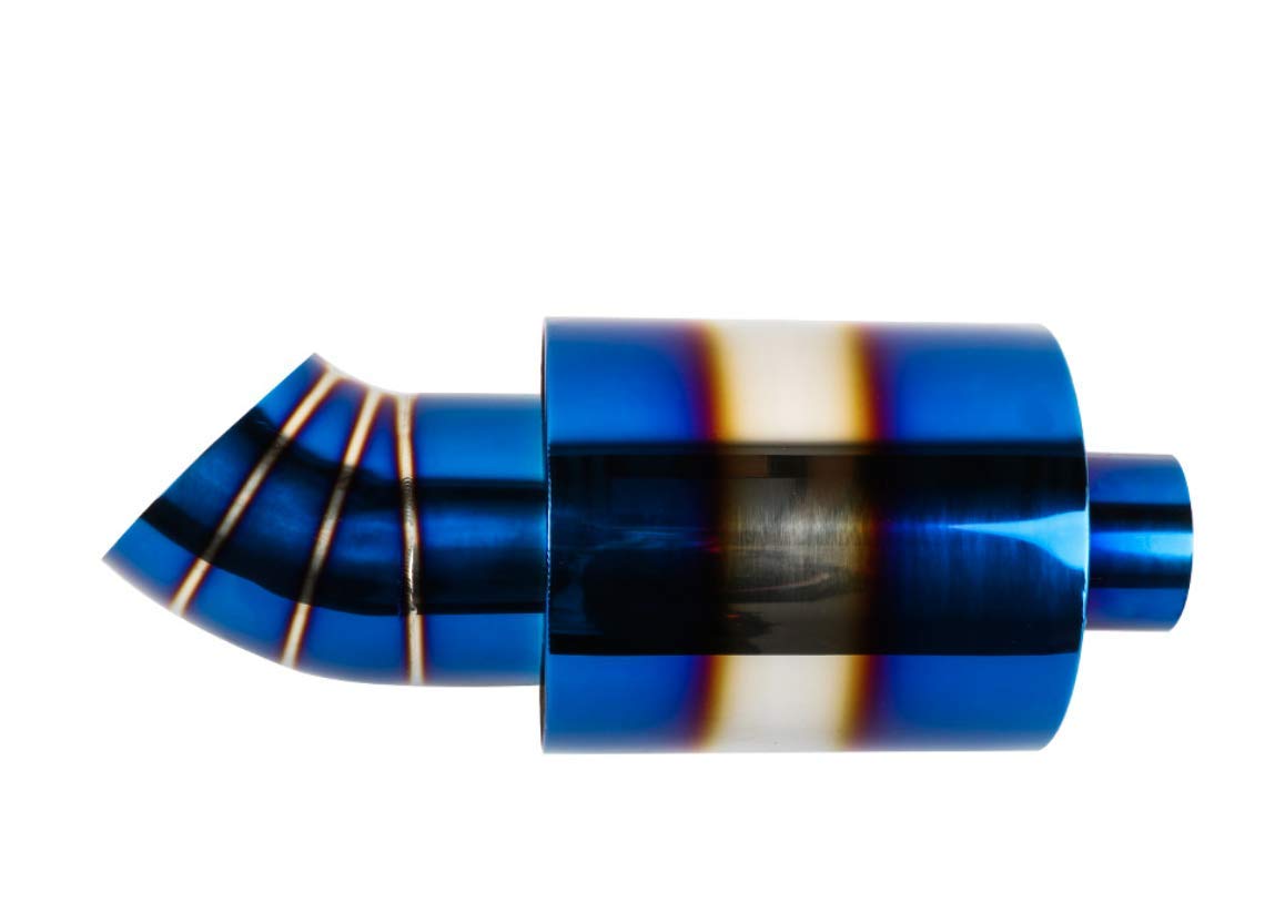Universal Racing Car Exhaust Muffler - Blue Burnt Tip Round Canister for Enhanced Sport Sound | High-Performance Auto Upgrade for Track & Street Racing