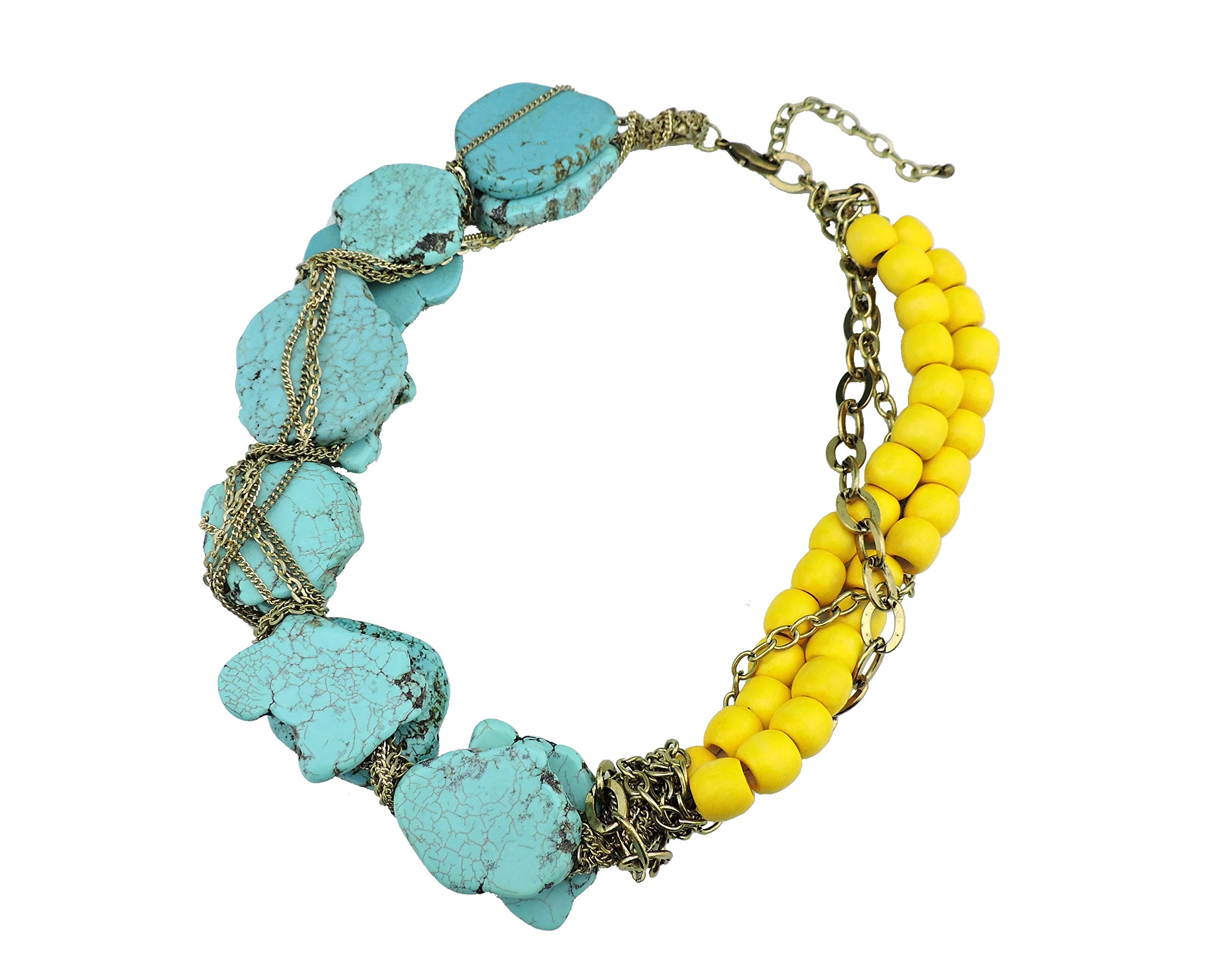 BOCAR Personalized Big Statement Turquoise Chunky Collar Chain Necklace for Women - Bold Fashion Jewelry Gift for Her - Perfect for Parties, Weddings & Special Occasions