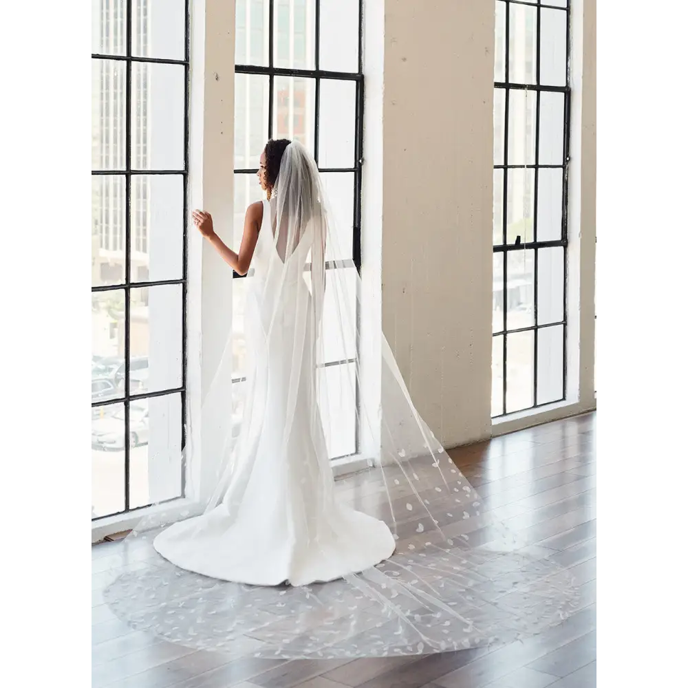 Royal Cathedral Bridal Veil - Elegant Lace Wedding Veil with Beaded Detailing | V2382RC | Perfect for Church Weddings, Cathedral Ceremonies & Formal Bridal Looks
