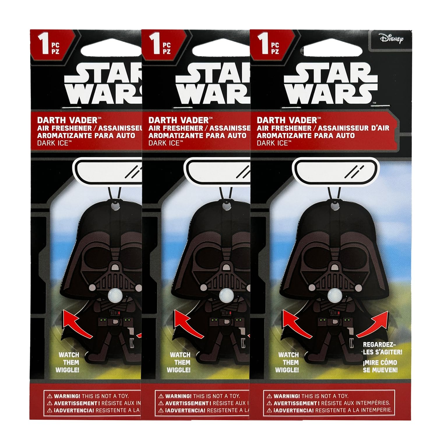 Star Wars Darth Vader Car Air Freshener Wiggler (3 Pack) - Officially Licensed Novelty Car Accessories for Fans - Perfect for Dashboard Decor and Gift Giving