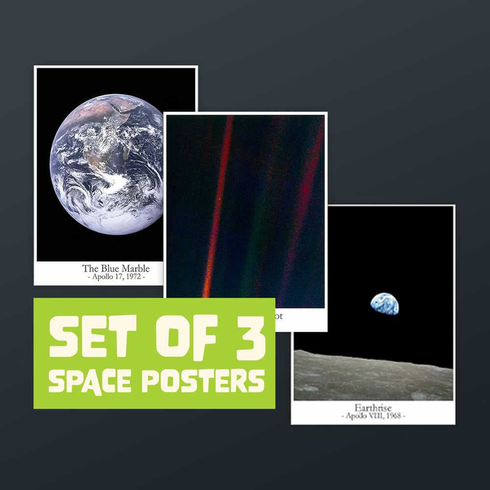 Earthrise from the Moon Wall Art - Pale Blue Dot Space Poster | Galaxy & Planet Decor for Bedroom, Home Office | Trendy Astronomy Print (11x14 inches) - Perfect for Space Enthusiasts & Modern Interior Design
