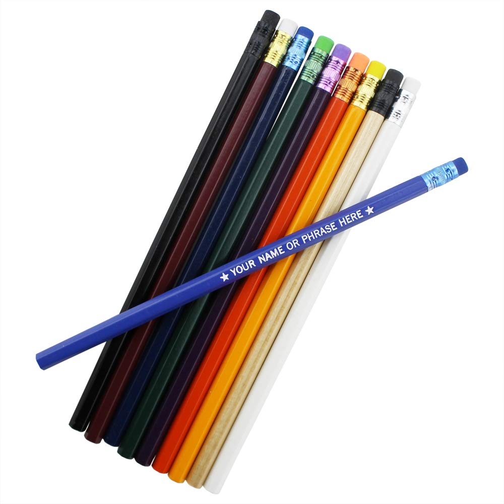 Personalized Hexagon Pencils with Heart, Club, Diamond, Spade & Star Designs - Assorted Colors, 2HB Black Lead - 950 Pack for School, Office & Gift Giving - FREE Customization for Bulk Orders