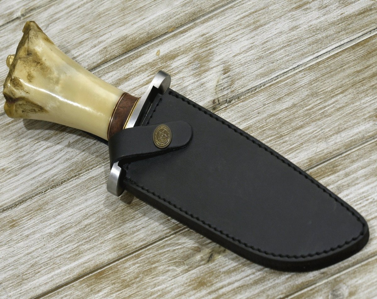 Premium Nirvana Survival Bowie Knife with Genuine Bone Handle - Tactical Outdoor Hunting, Camping & Bushcraft Knife for Wilderness Adventures
