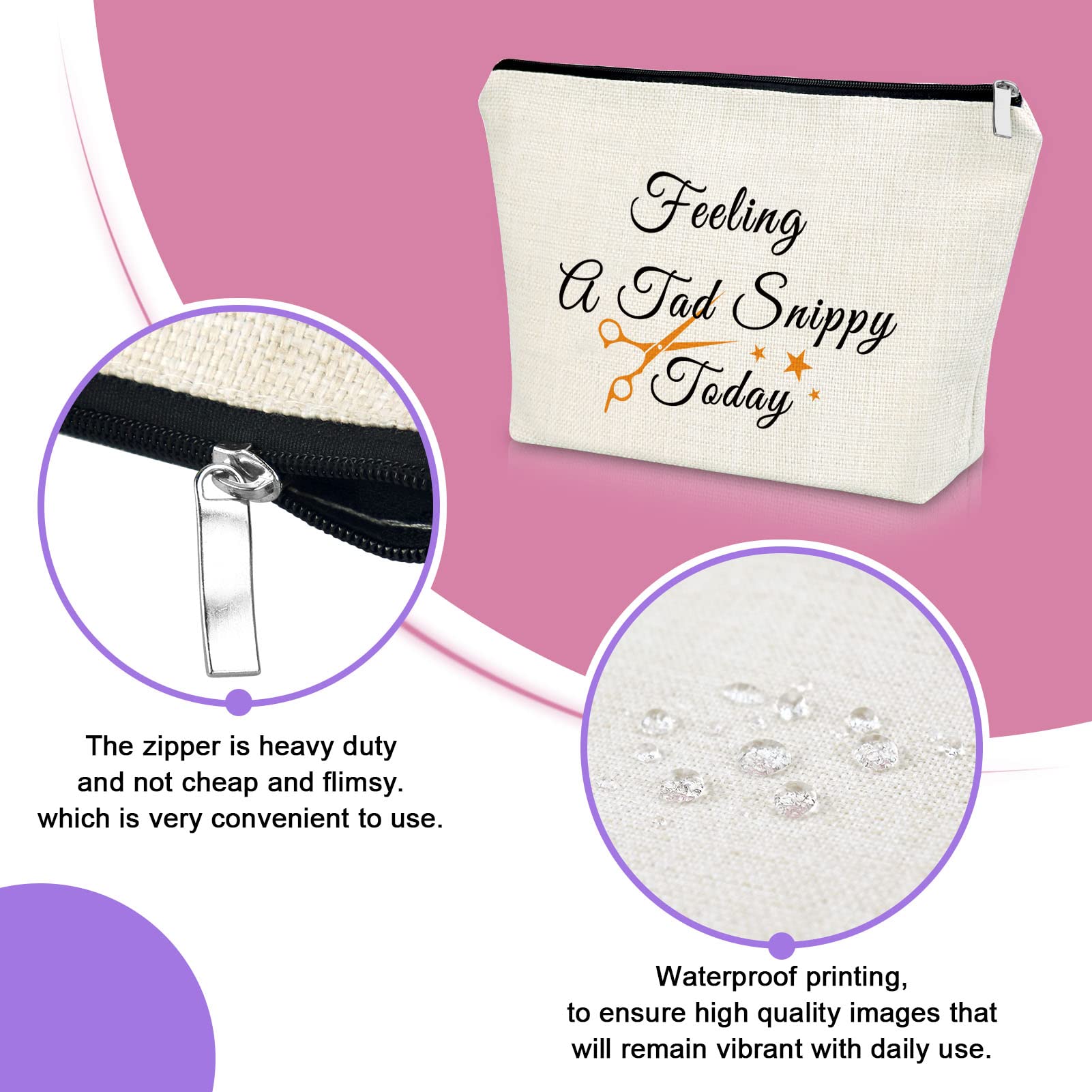 Funny Hair Stylist Appreciation Gifts - Sazuwu Makeup Bag & Cosmetic Organizer for Barber Graduation, Christmas, Birthday, Thanksgiving & Retirement - Perfect Gift for Hairdressers & Salon Professionals (Great for Travel & Daily Makeup Storage)