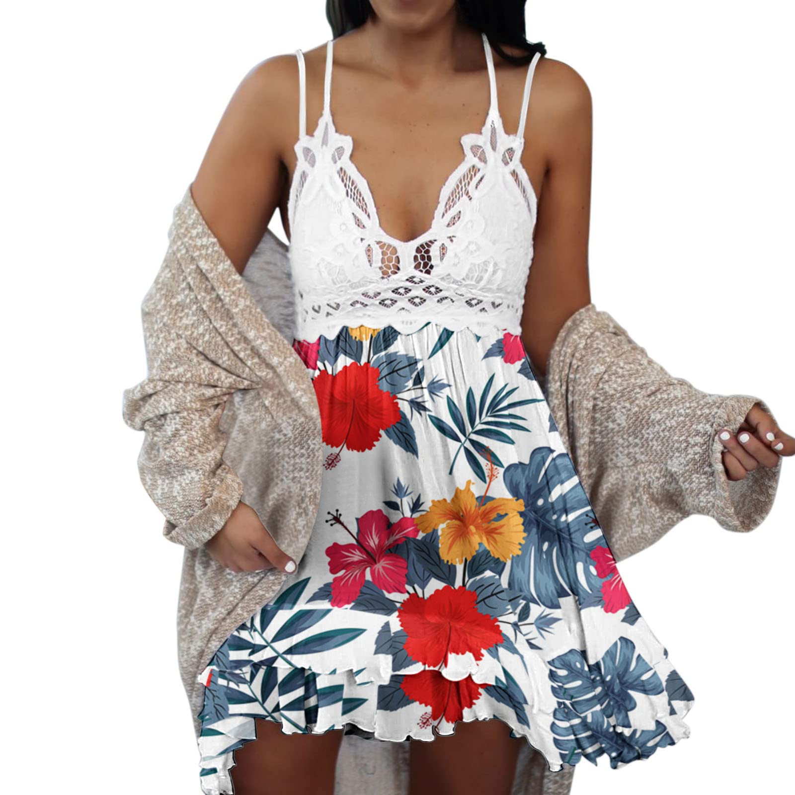 Women's Vintage Floral Summer Dress - A-Line Swing Casual Party Dress with Pockets | Perfect for Beach Vacations, Garden Parties & Date Nights