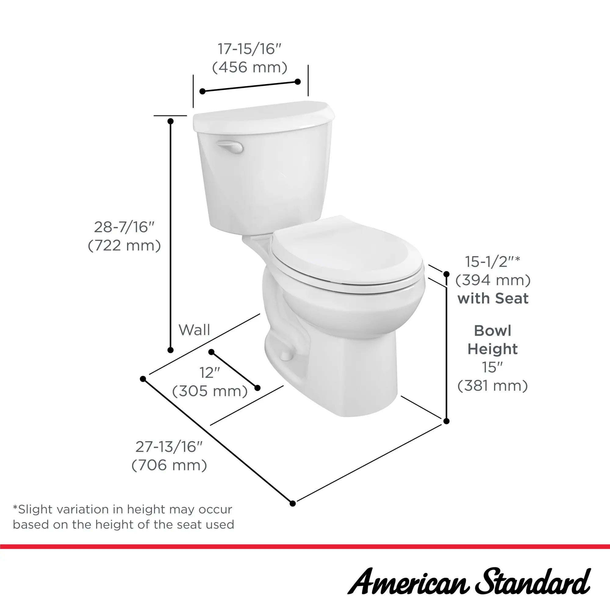 Colony® 3 Two-Piece 1.6 GPF/6.0 LPF Standard Height Round Front Toilet Without Seat - Perfect for Small Bathrooms & Water-Efficient Homes