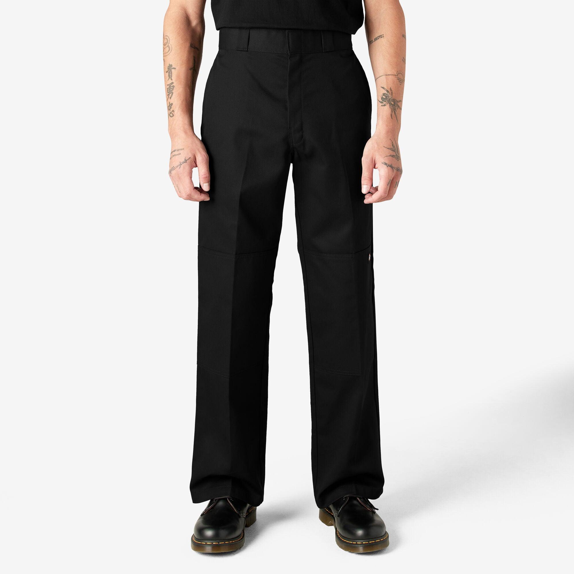 Loose Fit Double Knee Work Pants for Men - Durable Black Cargo Pants for Construction, Landscaping & Outdoor Work