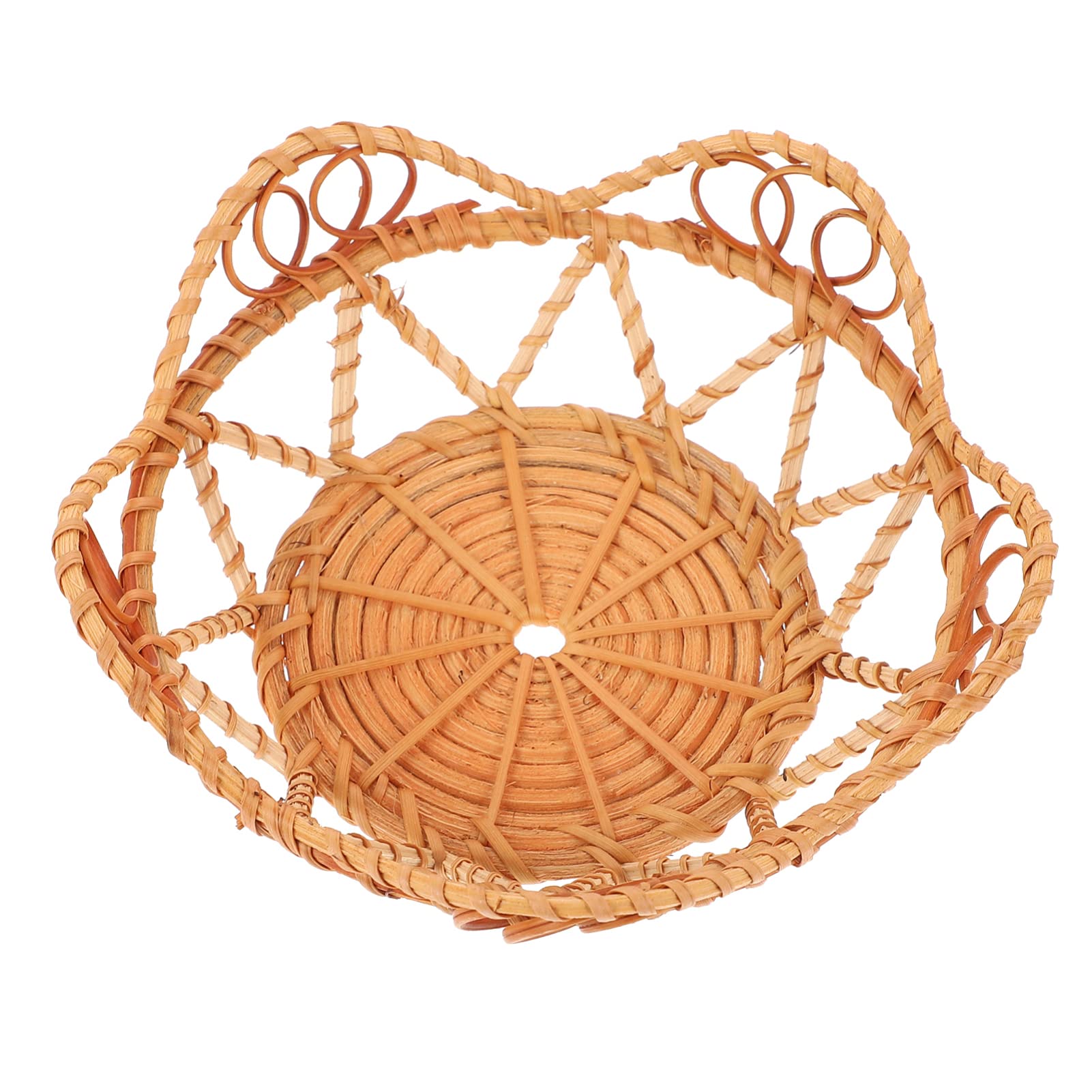 1pc Mini Rattan Fruit Plate - Wicker Food Tray & Storage Basket - Handwoven Seagrass Desktop Decor - Perfect for Snacks, Fruits, Bread Display on Kitchen Counter or Coffee Table
