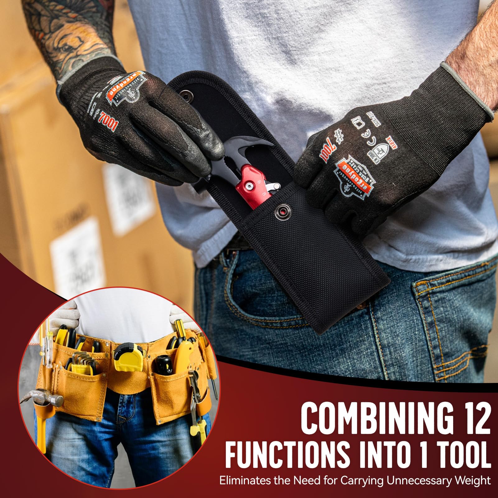 12-in-1 Hammer Multitool for Men - Camping, Survival & DIY Gadget - Perfect Birthday, Father's Day & Christmas Gift for Him - Outdoor, Home & Emergency Use