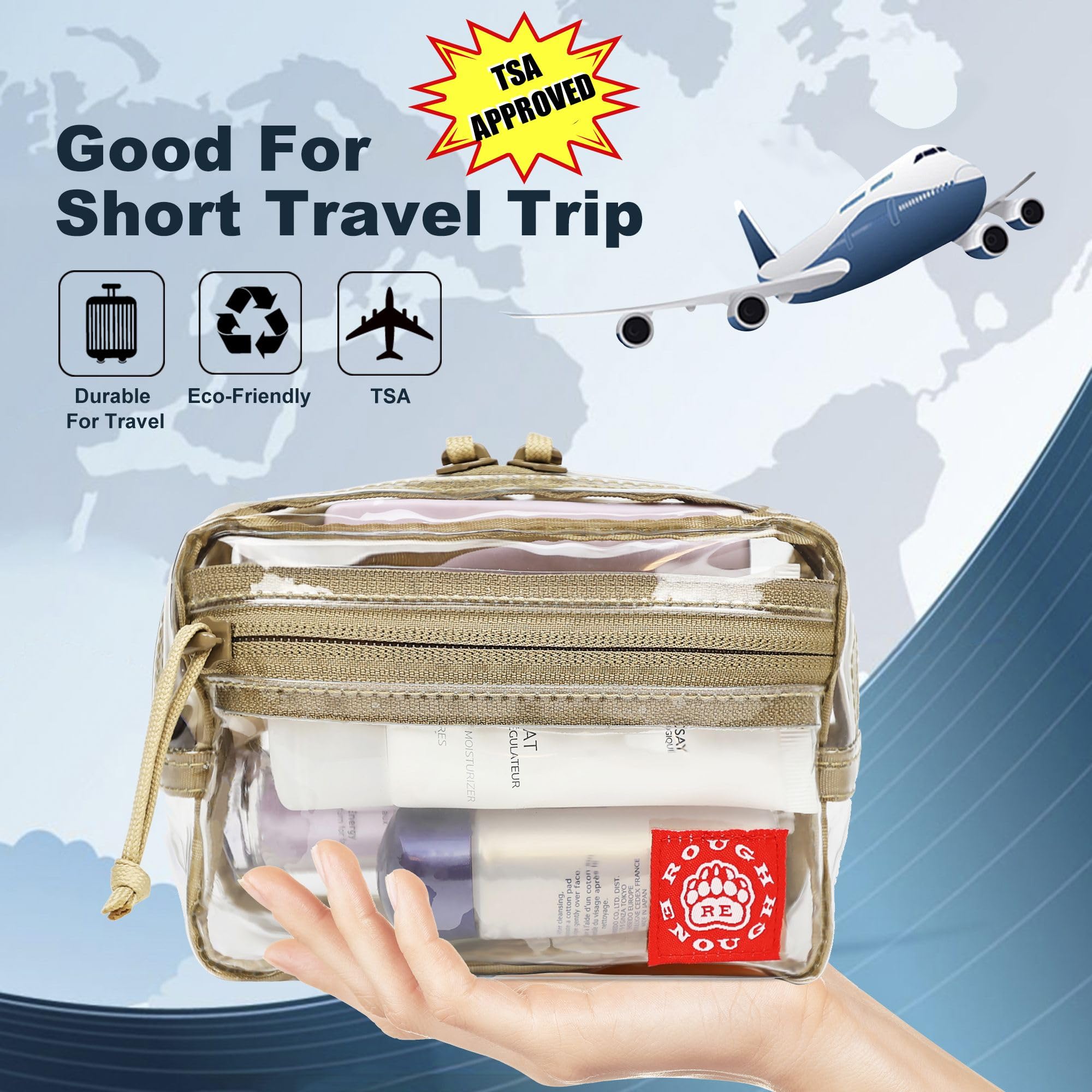 TSA Approved Clear Quart Size Travel Toiletry Bag for Women & Girls - Perfect for Makeup, Skincare & Travel Essentials | Compact & Durable for Airports, Gym, Beach & Daily Use