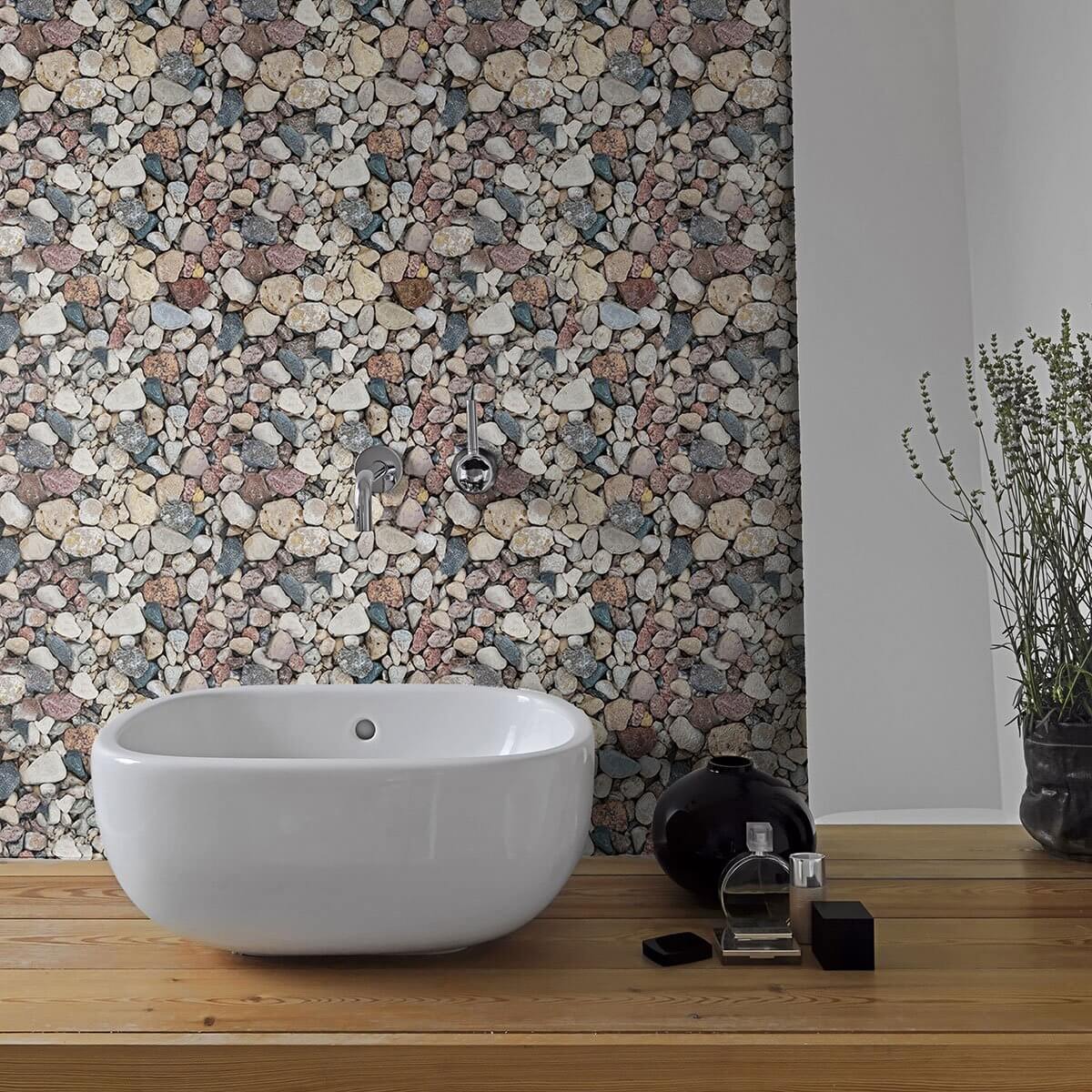Blue and Brown Stone Texture Peel and Stick Removable Wallpaper - Self-Adhesive Decorative Vinyl for Bedroom, Living Room, Office & Home Decor - Easy to Apply & Remove