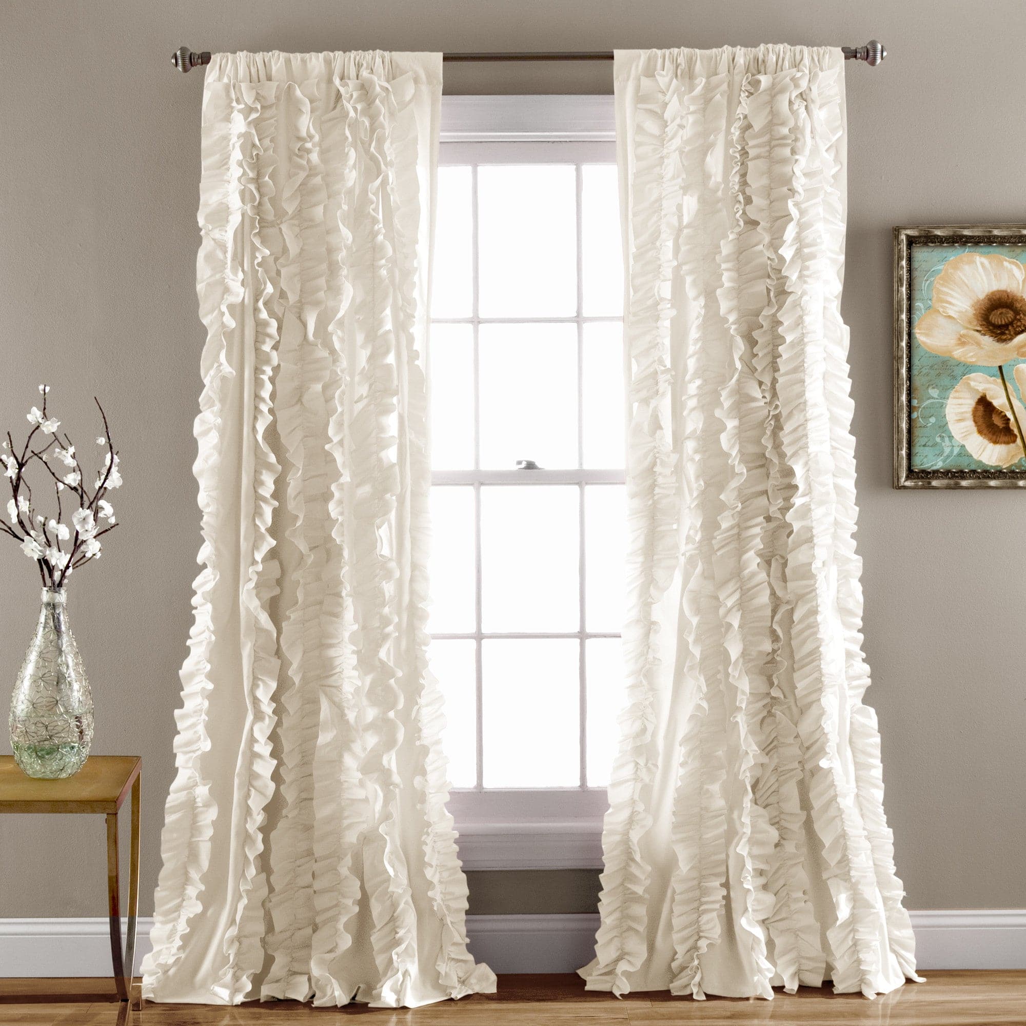 Elegant Belle Window Curtains for Living Room & Bedroom - Light Filtering Sheer Drapes with Rod Pocket - Home Decor for Windows, French Doors & Patio (Set of 2 Panels)
