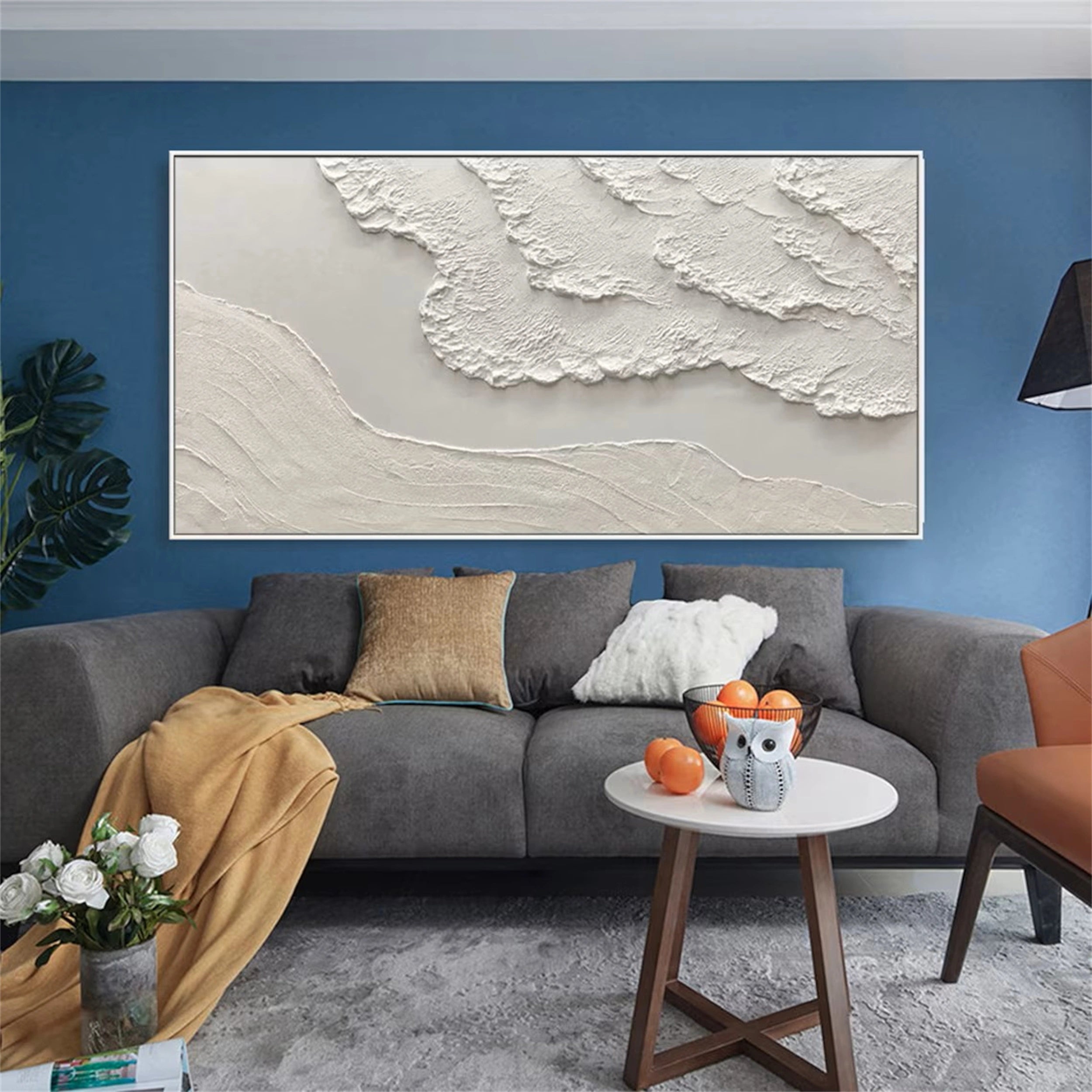 Minimalist Beige Textured Wall Art - Modern Abstract Canvas Painting for Living Room, Bedroom & Office Decor #MM103